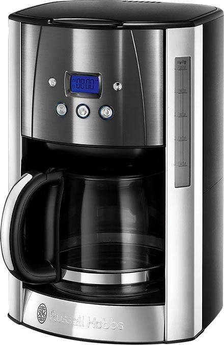 RUSSELL HOBBS Filterkaffeemaschine Luna Moonlight Brausekopf-Technologie, Papierfilter fingerabdruckresistenter Kaffeekanne, Kaffeeextraktion Lackierung, für 1,5l 23241-56, hervorragendes bessere mit Grey Kaffeearoma 1x4