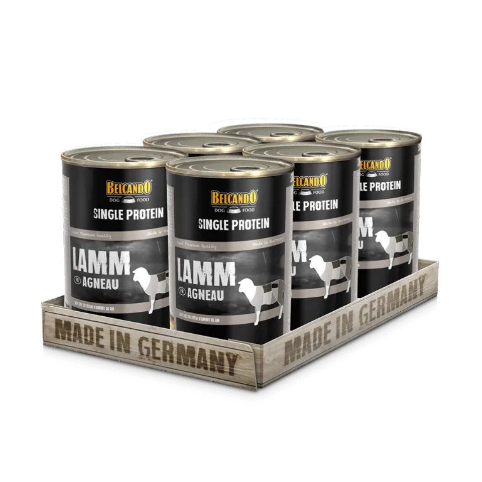 Belcando Single Protein Lamm - hochwertiges Nassfutter ohne Zusätze 6x400g, Nassfutter für: Hunde