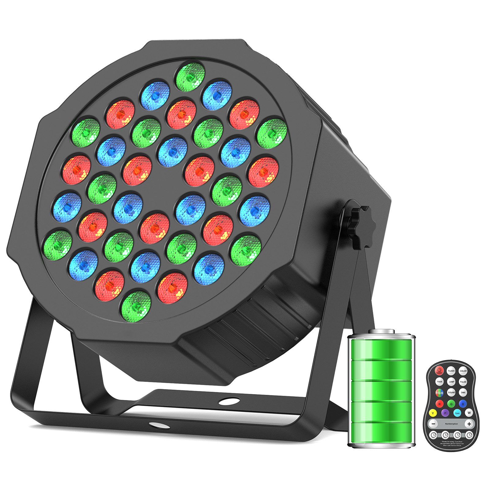 ZonQoonz Discolicht 36W RGB LED Bühnen-PAR-Scheinwerfer mit Fernbedienung für Hochzeiten
