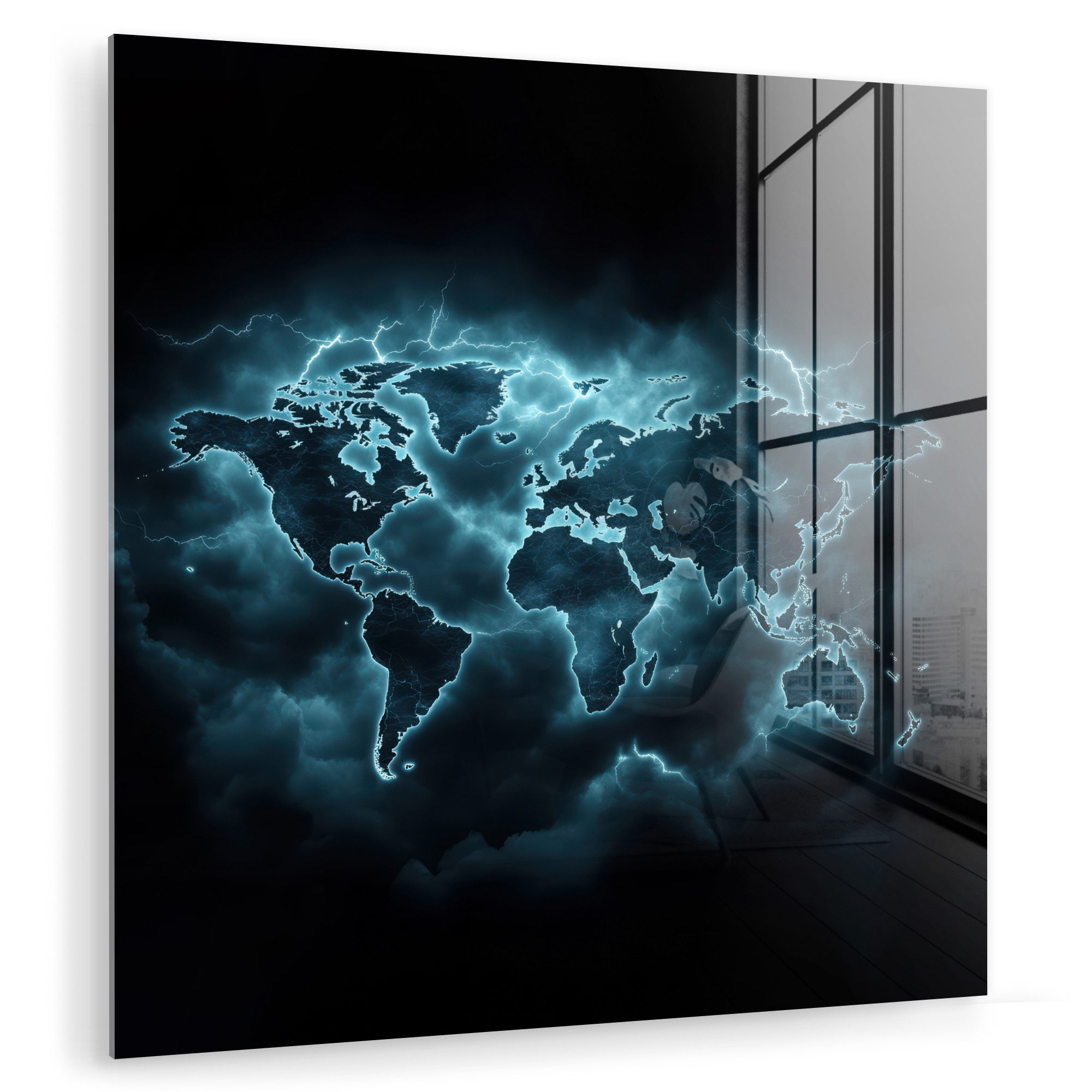 MuchoWow Acrylglasbild Weltkarte - Blitz - günstig online kaufen