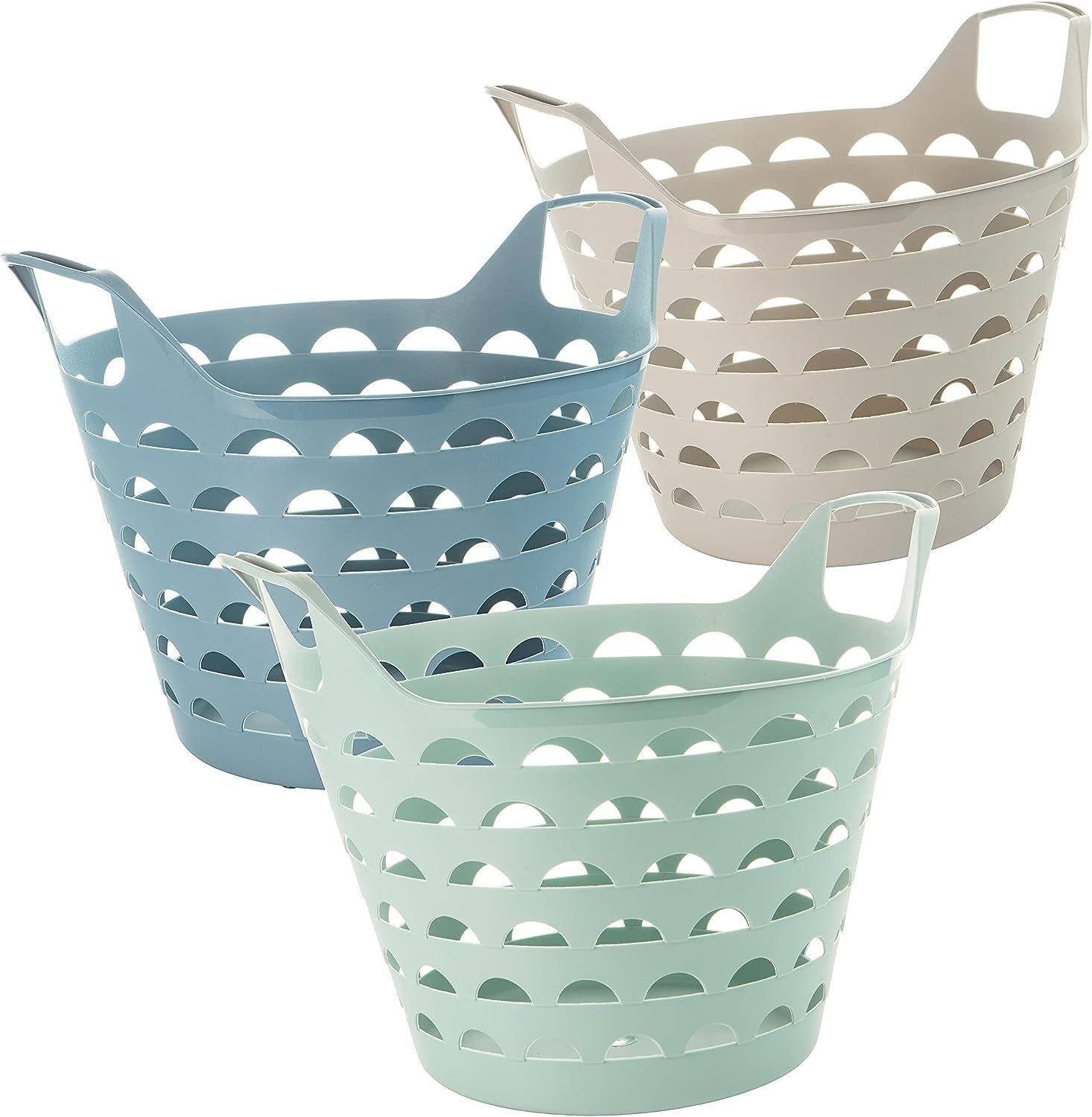 2friends Wäschekorb 3er Set Wäschewanne Flexi (1x blau, 1x grün,1x sand, 31 günstig online kaufen