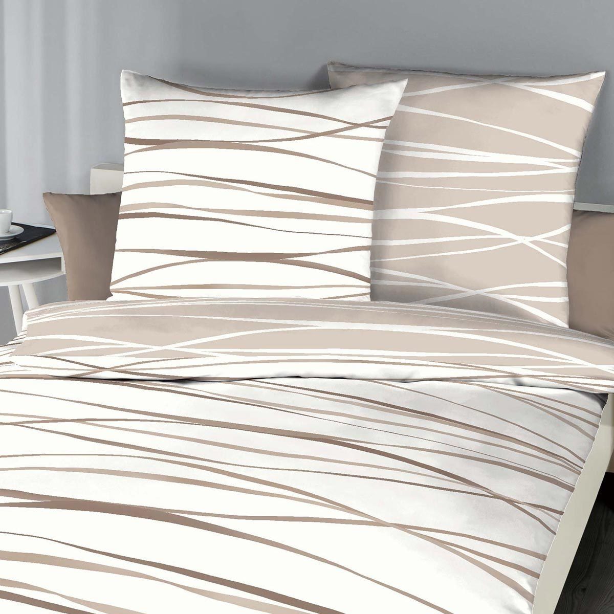 TRAUMSCHLAF Bettwäsche Bibermotion nature, Biber, 2 teilig, zeitlose warme günstig online kaufen