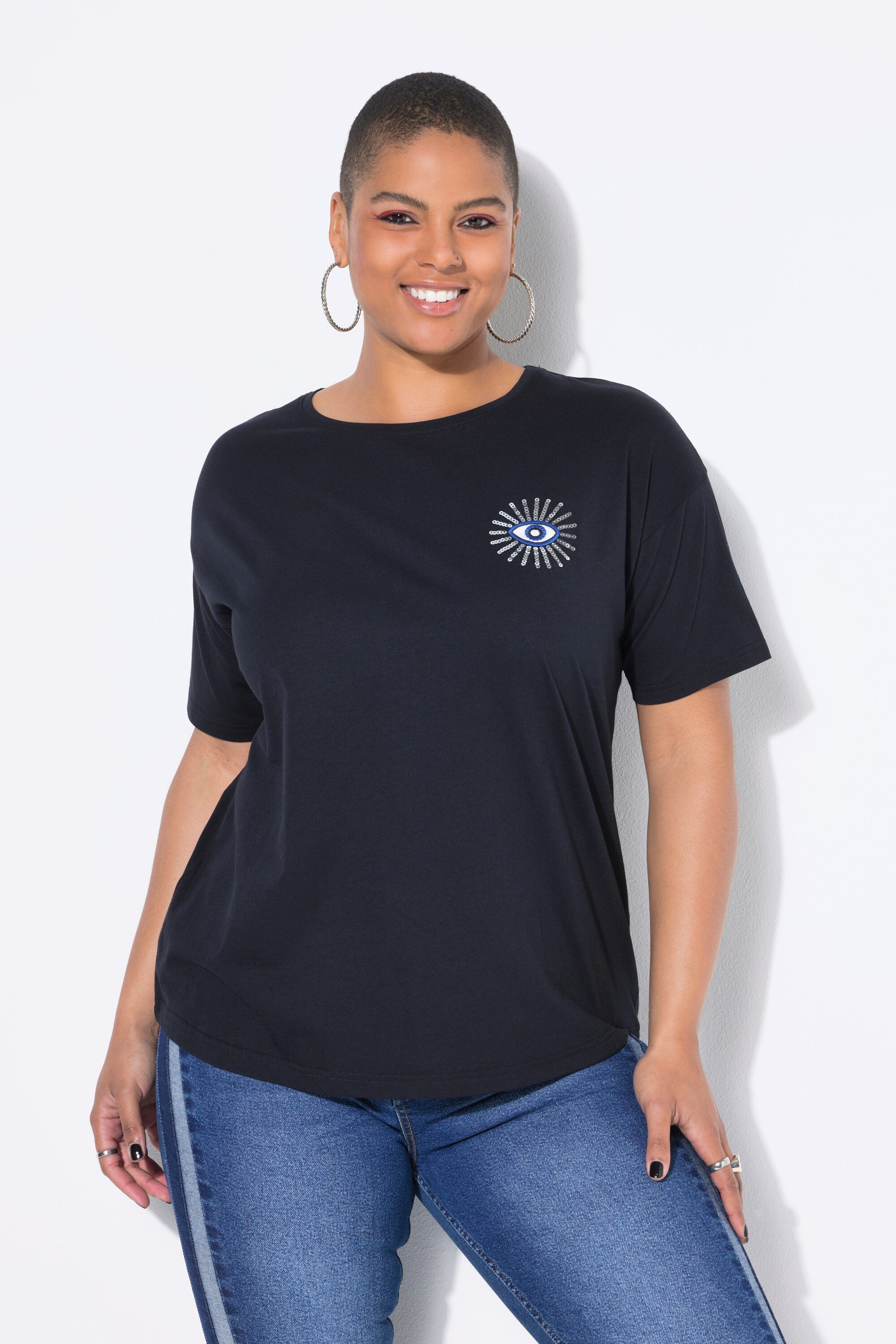 Studio Untold T-Shirt T-Shirt oversized Glitter-Eye Halbarm günstig online kaufen
