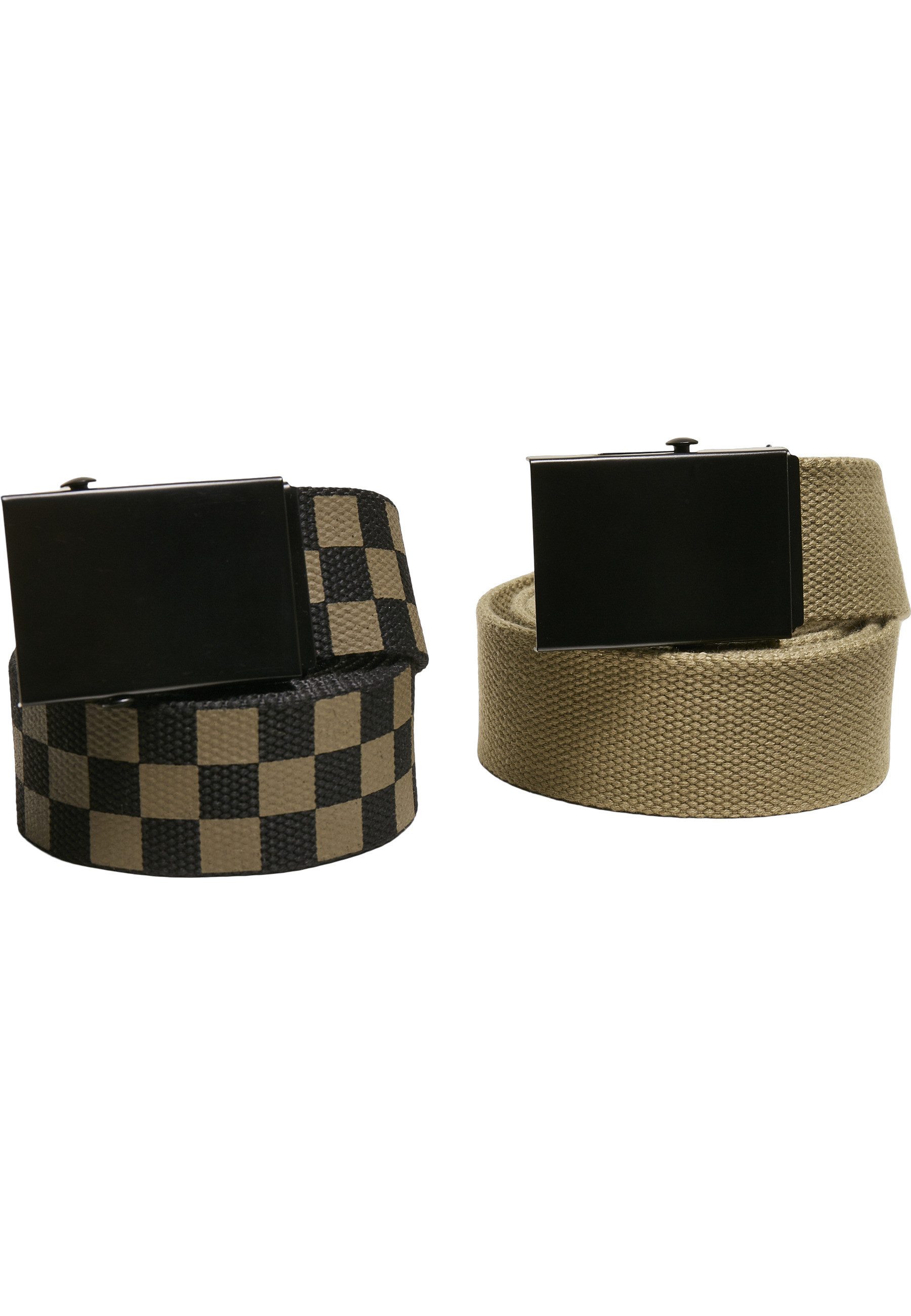 Hüftgürtel Urban Classics Unisex Check And Solid Canvas Belt 2-Pack