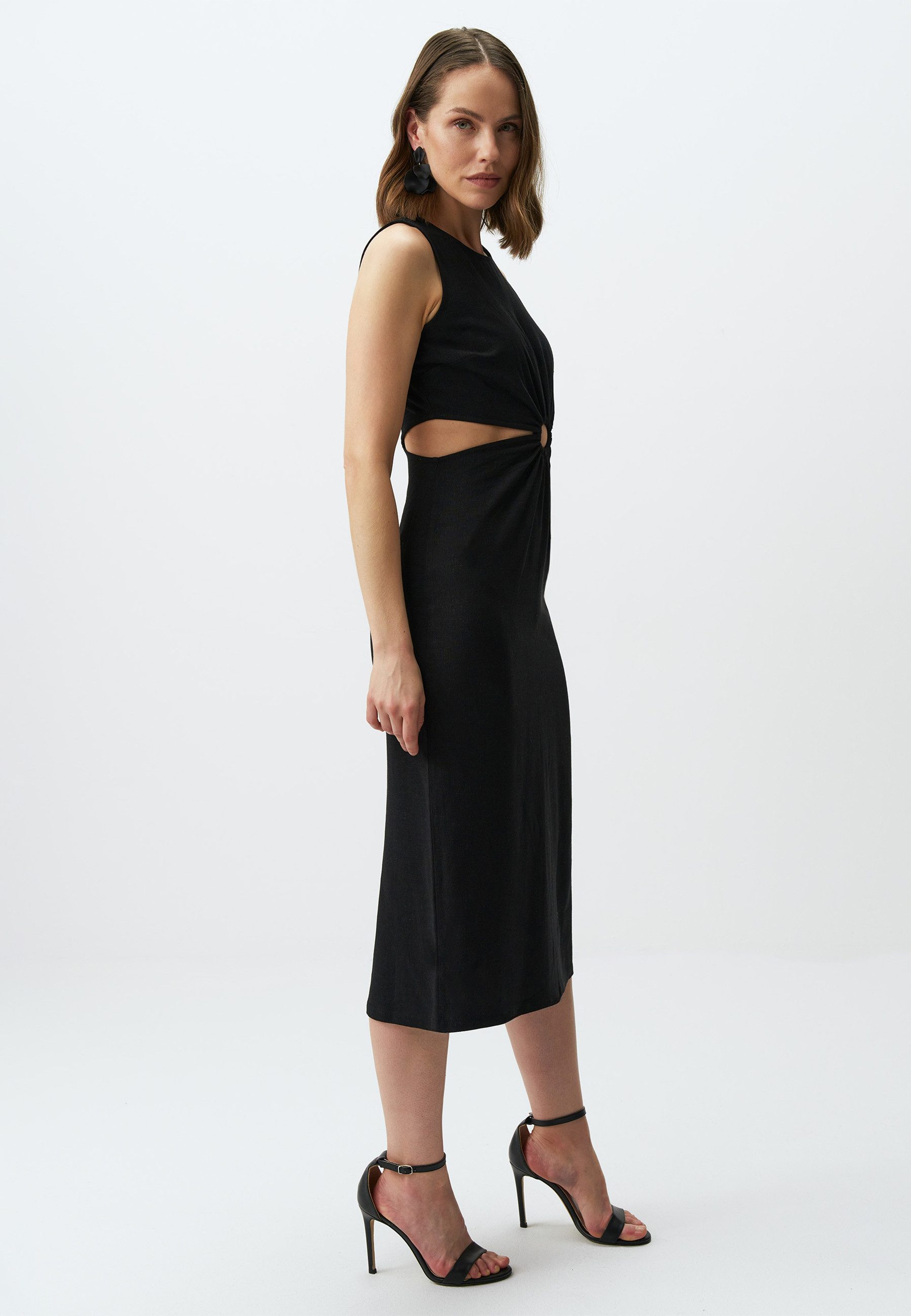 Jimmy Key Midikleid Ärmellos Leinen Midikleid günstig online kaufen