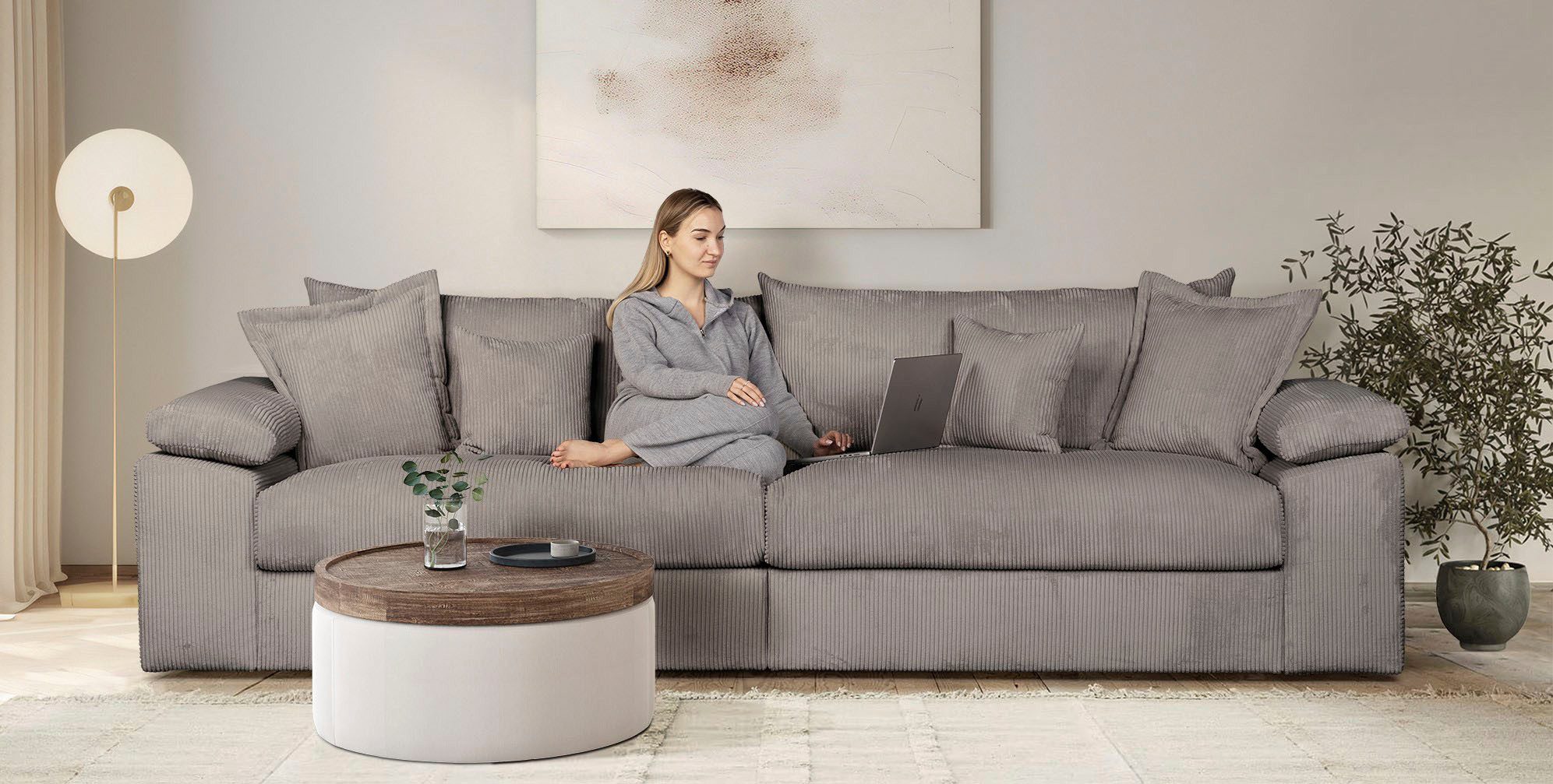 Home affaire Big-Sofa Soft&Cosy XXL - Breite 303 cm, Mega-Sofa, in Cord, Federkern-Polsterung