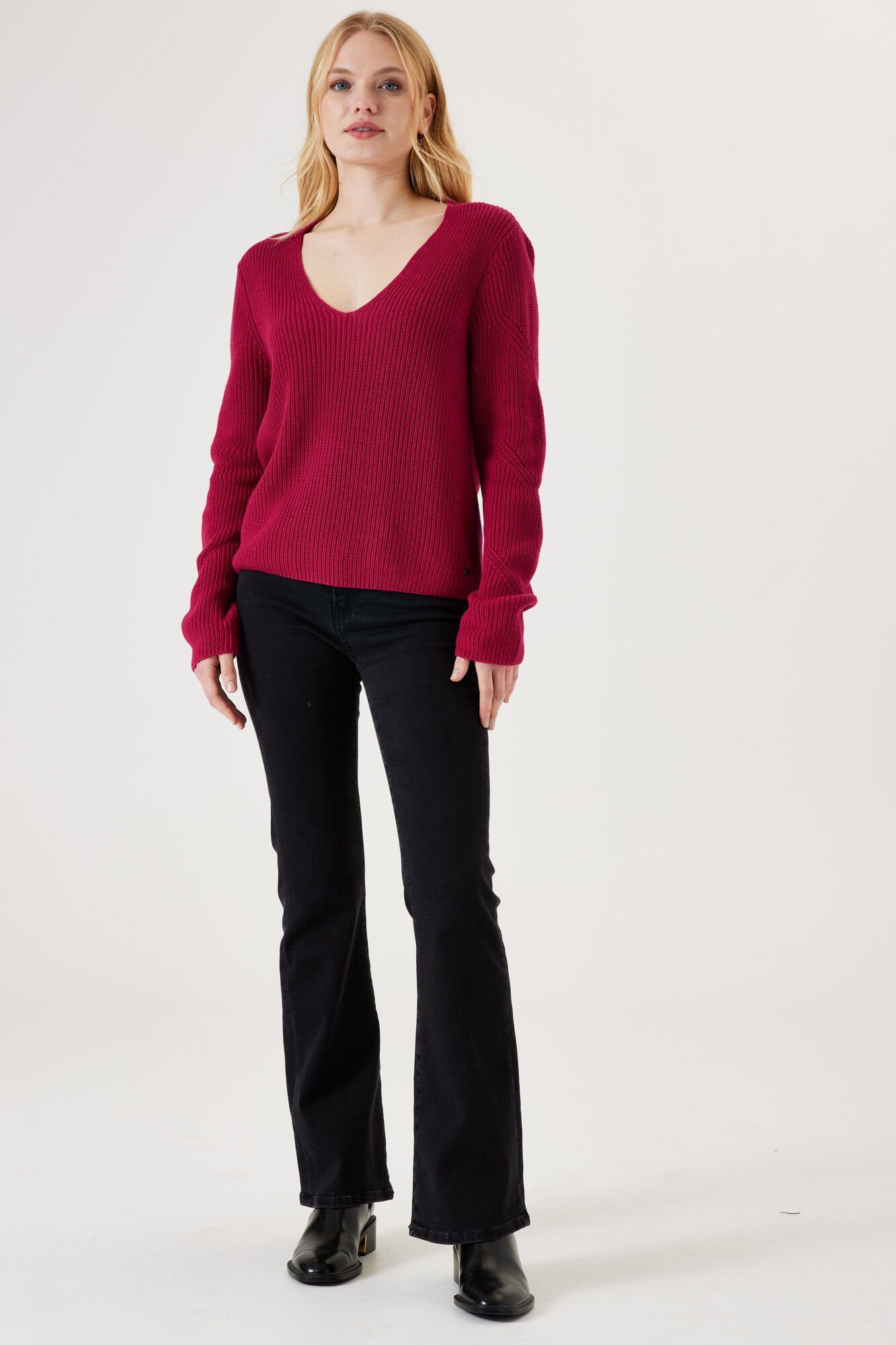 pink V-Ausschnitt-Pullover cherry Garcia