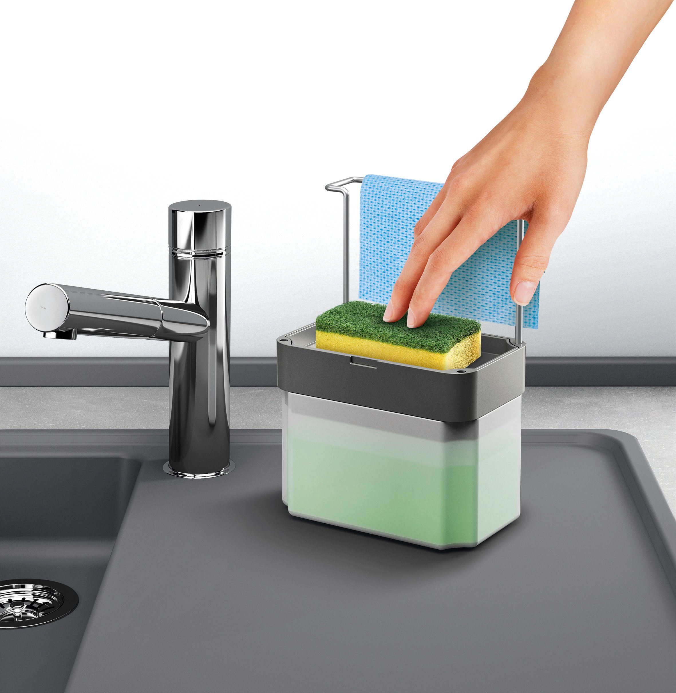 Metaltex Spülmittelspender Sponge-Tex, (1-tlg), Seifenspender, einhändig bedienbar