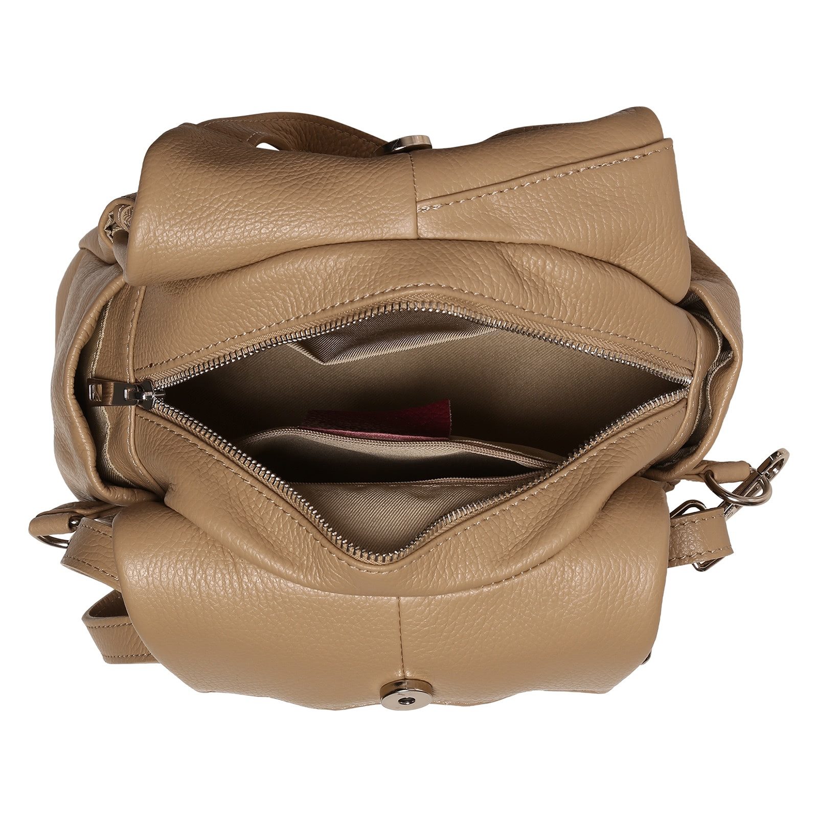 Toscanto Cityrucksack Toscanto Damen Cityrucksack Leder, Damen Leder Cityrucksack, taupe, beige ca. 27cm