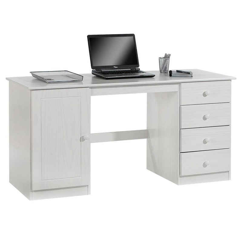 IDIMEX Schreibtisch MANAGER, Schreibtisch Computertisch PC-Schreibtisch, Kiefer massiv in weiß lack