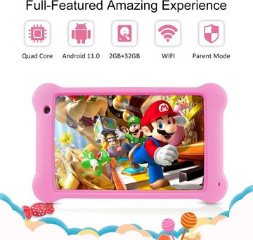 Wainyok Kinder 2GB RAM Quad Core, Kindersicherung Tablet (7", 32 GB, Android 11, IPS FHD Display Kleinkind Tablets mit Kindersicherer Hülle)