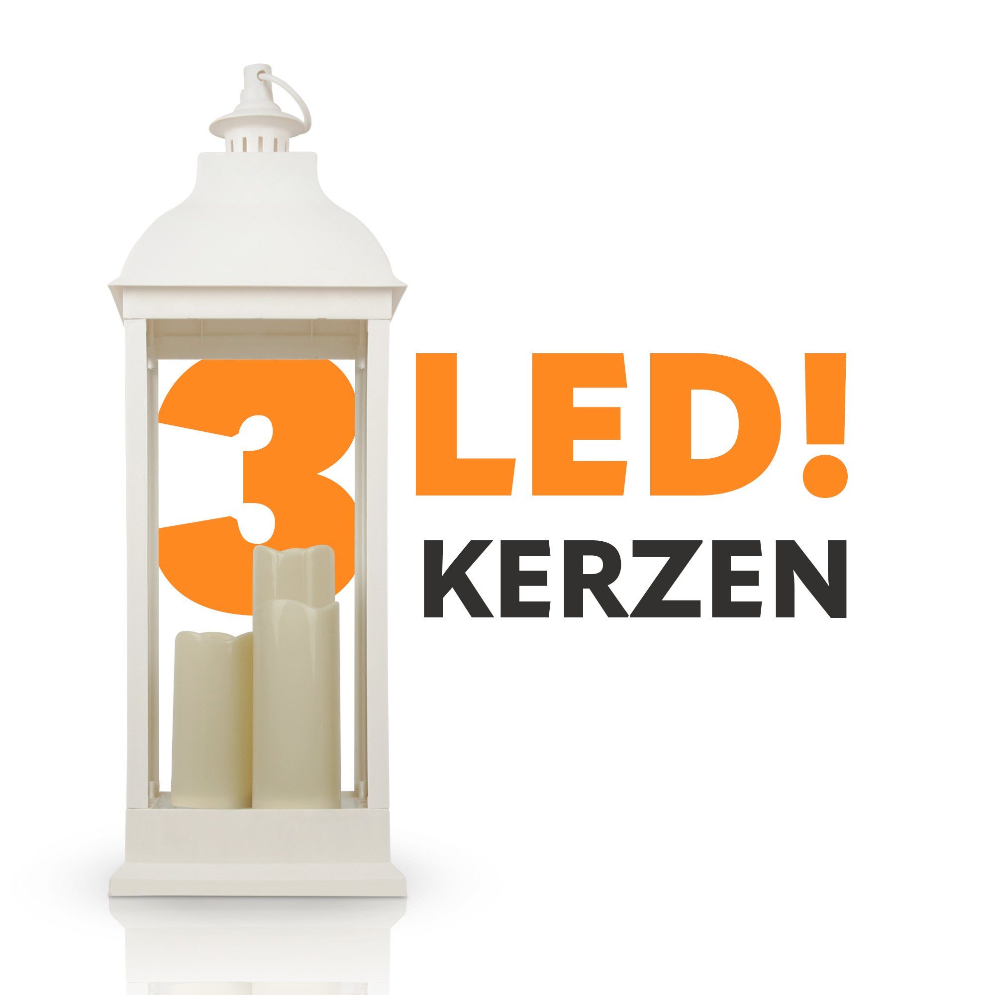 LED warmweiß, LED Laterne Batterie integriert, (71cm) Laterne Bestlivings flackernden mit 3 LED-Kerzen, Windlicht 04843-L, fest