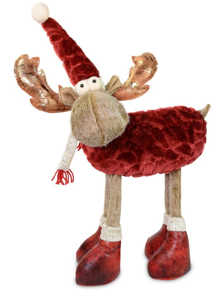 RIFFELMACHER & WEINBERGER Dekofigur Elch Rentier 38 x 48 cm 74706, Braun Rot Weihnachten