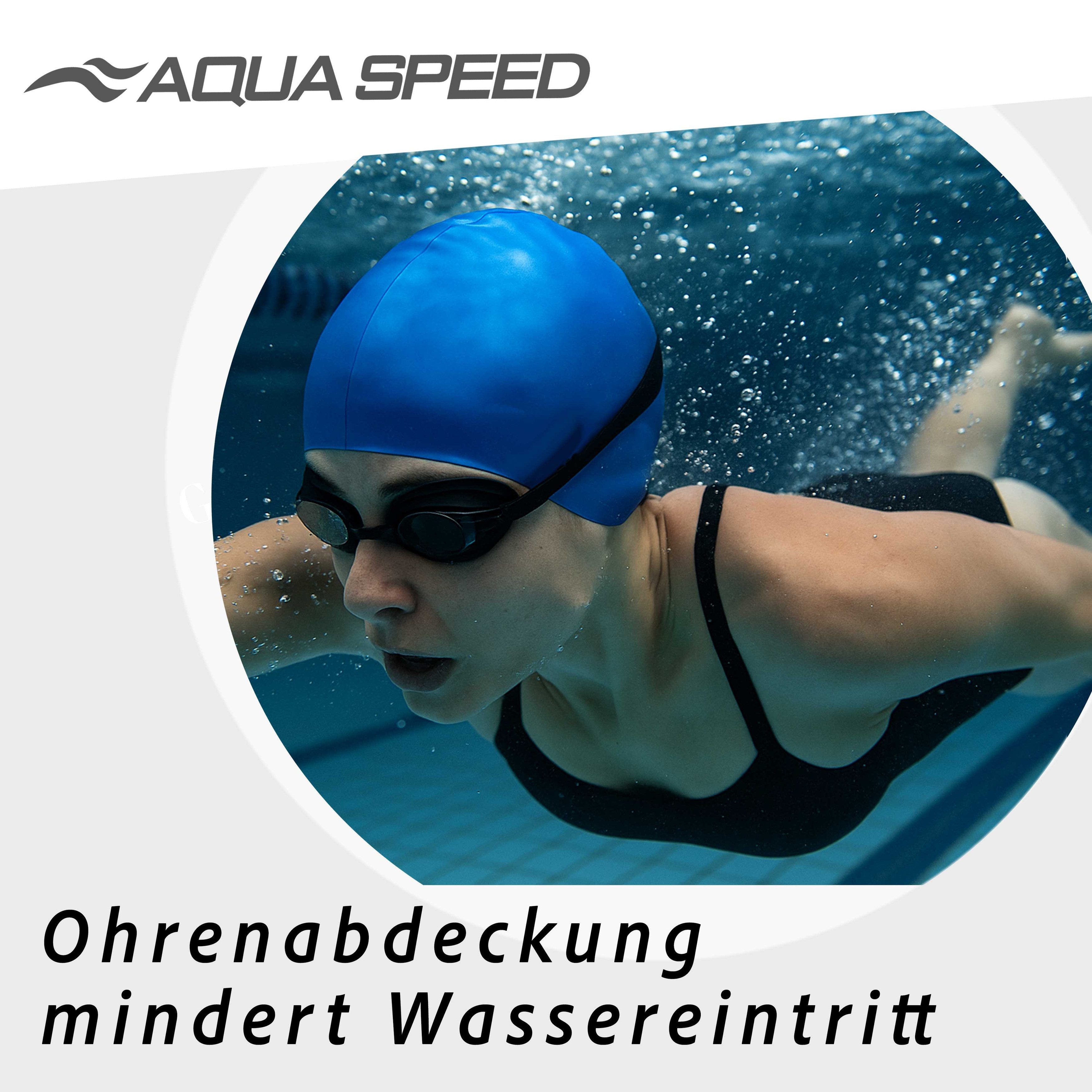 Aqua Speed Badekappe XL-Schwimmkappen für Langhaar: EAR CAP VOLUME & MONO Badehaube XL