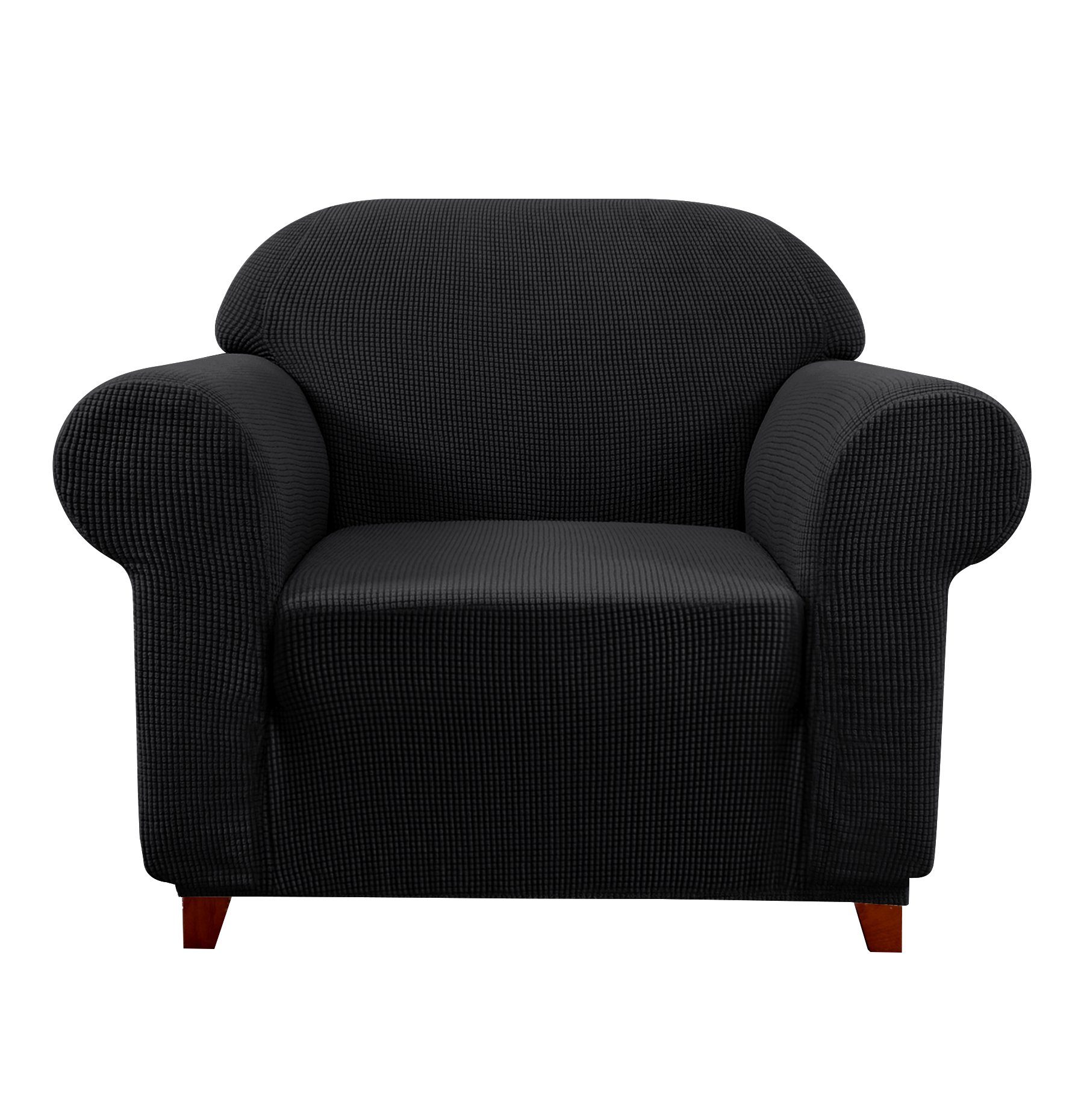 Sofahusse 1 Sitzer Sofabezug, SUBRTEX, Dehnbarer waschbarer Stoff Schwarz