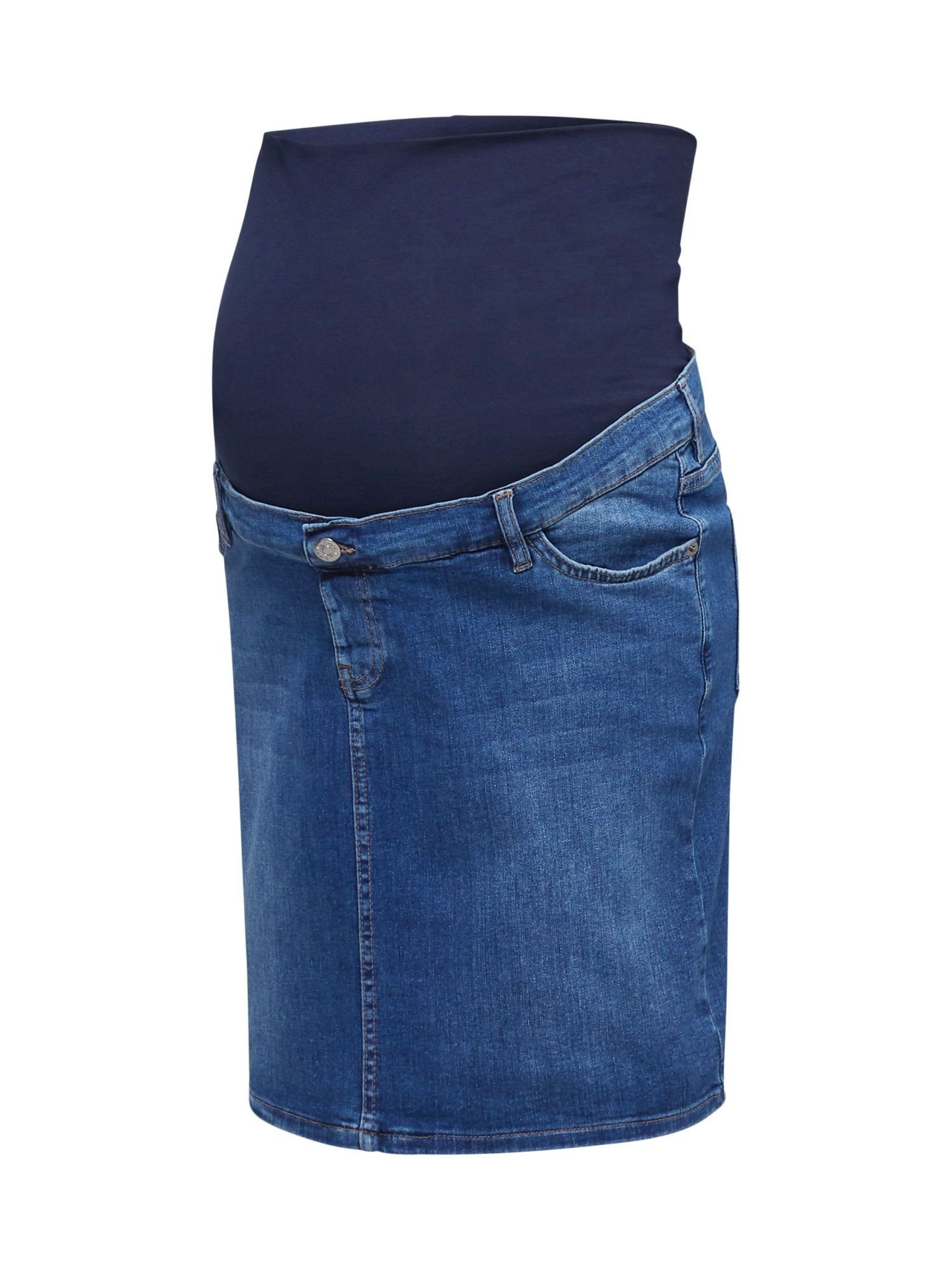 maternity Umstandsrock Stretch-Jeans-Rock, Abgesteppter Saum/Kante Überbauchbund, ESPRIT