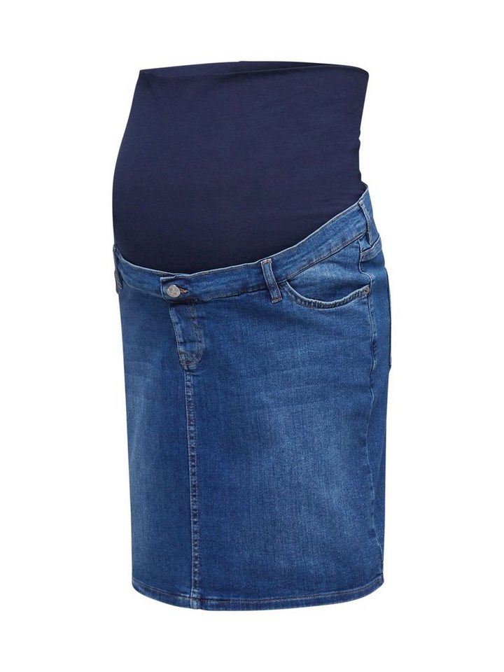 ESPRIT maternity Umstandsrock Stretch-Jeans-Rock, Überbauchbund,  Abgesteppter Saum/Kante