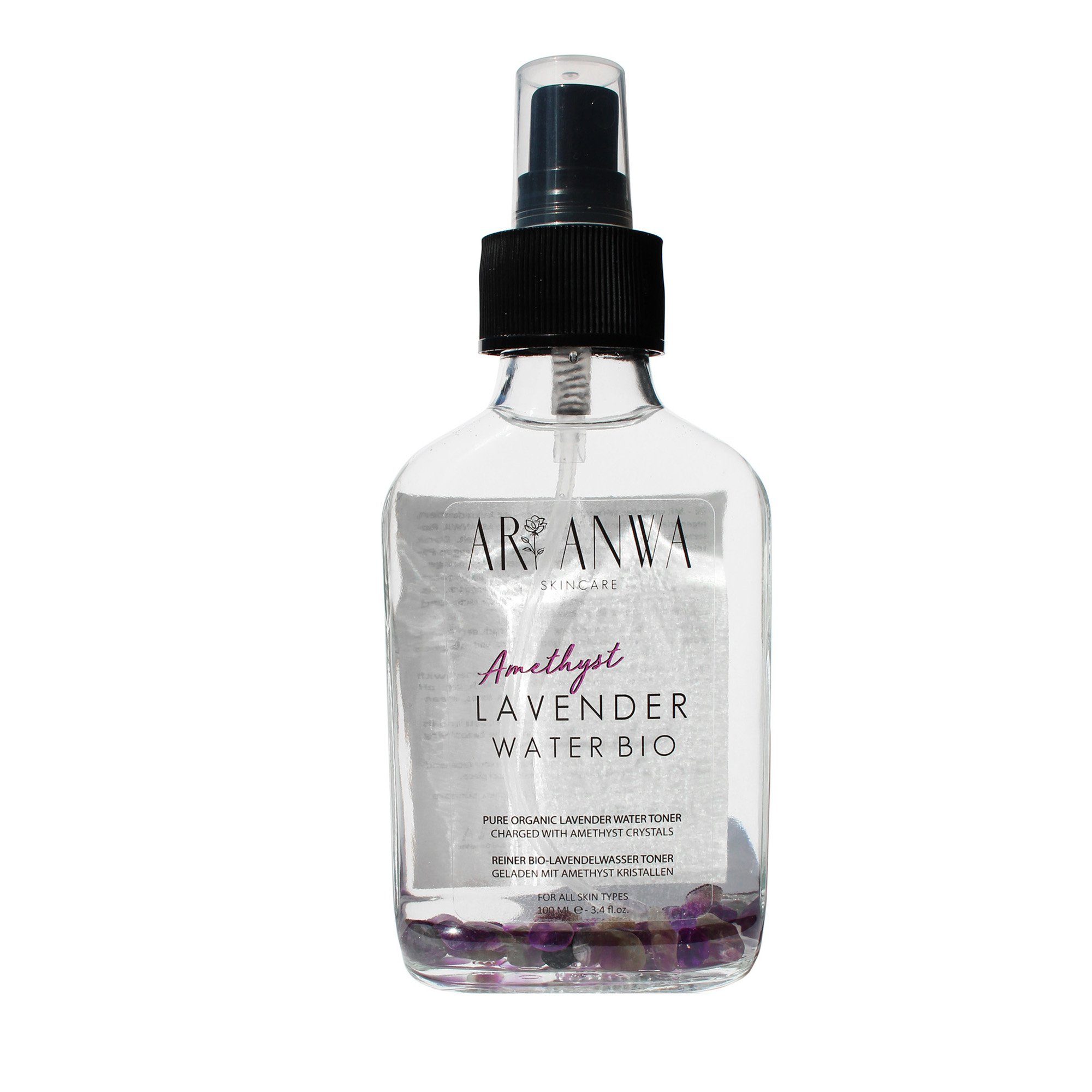 Gesichtswasser Amethyst, Lavendelwasser mit Gesichts- und Körperspray Spray Bio Skincare ANWA ARI