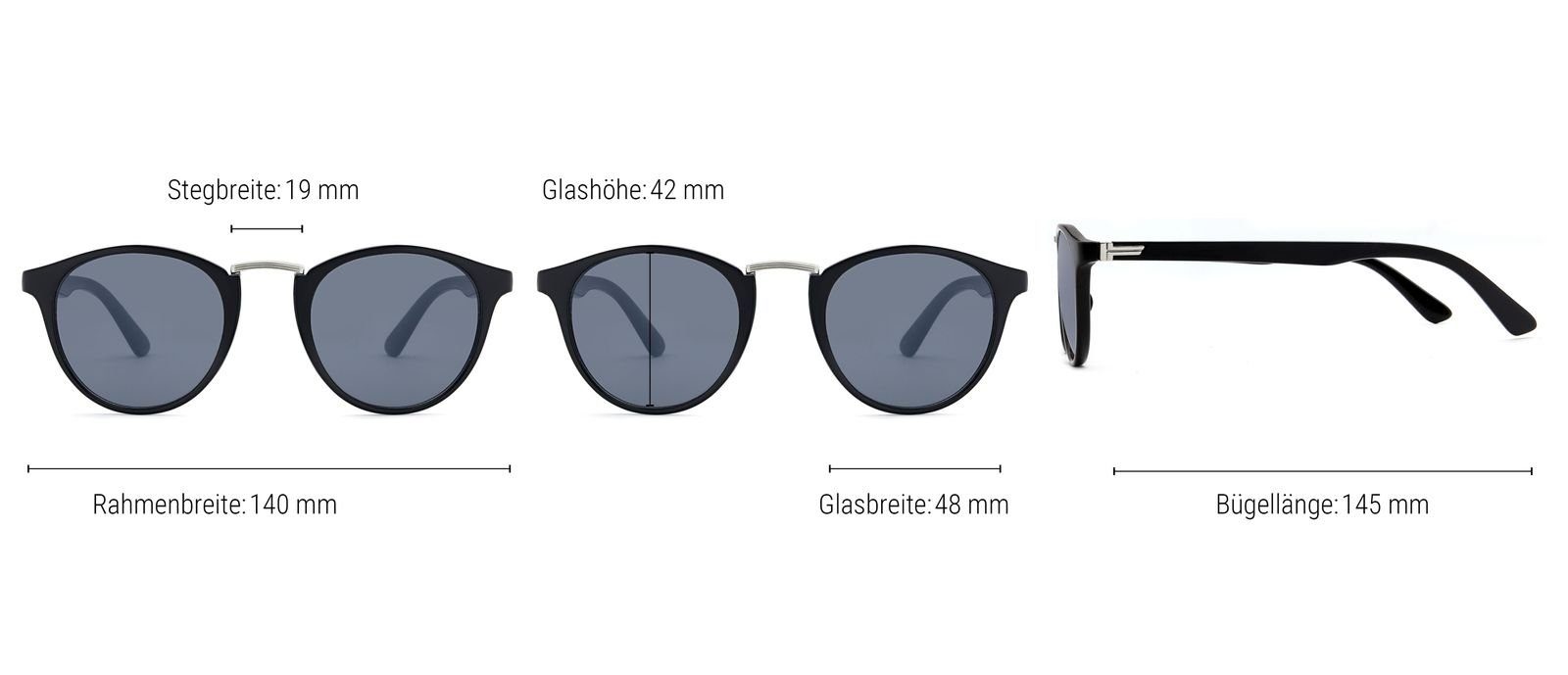 Getönt Schwarz-Silber / Gestell getönt Glas (1-St) styleBREAKER Grau Sonnenbrille