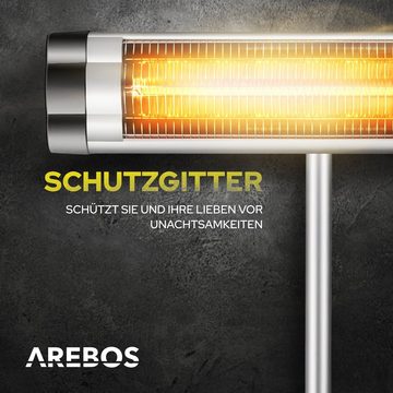 Arebos Heizstrahler mit Stativ, Höhenverstellbar, Schwenkbar, inkl. Wandbefestigung, Maße: 86 x 9 x 115 - 175 cm