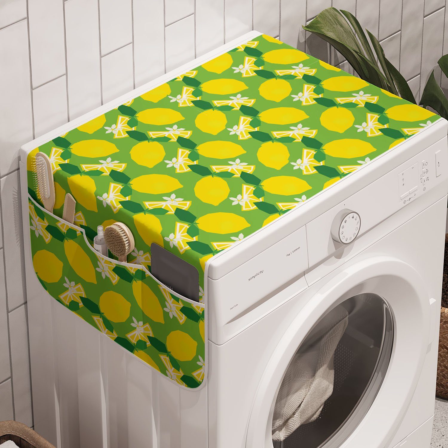 für Zitronen und Trockner, Zitrusfrüchte Vibrierende Abakuhaus Farben Waschmaschine Badorganizer Anti-Rutsch-Stoffabdeckung