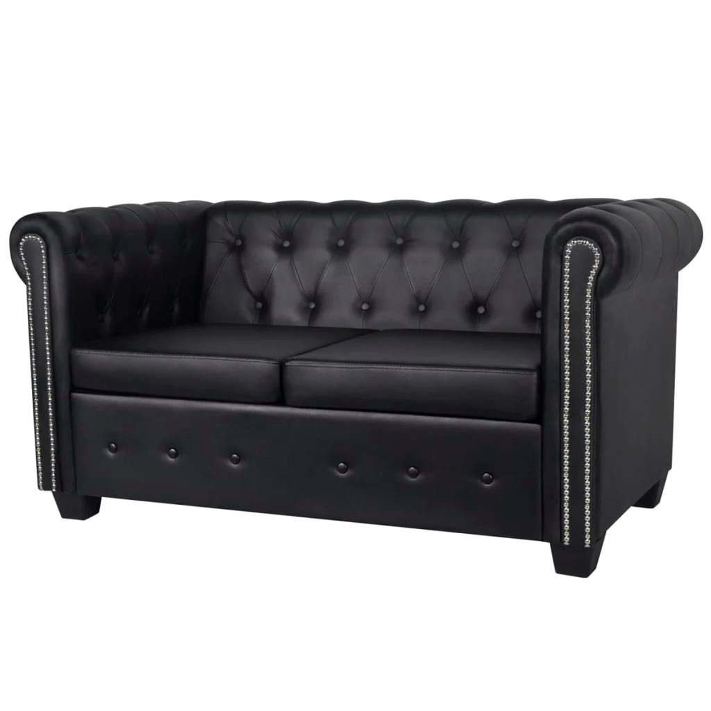 mit edler 2-Sitzer-Sofa, DOTMALL Chesterfield-Sofa und Knopfheftung typischen Armlehnen Schwarz