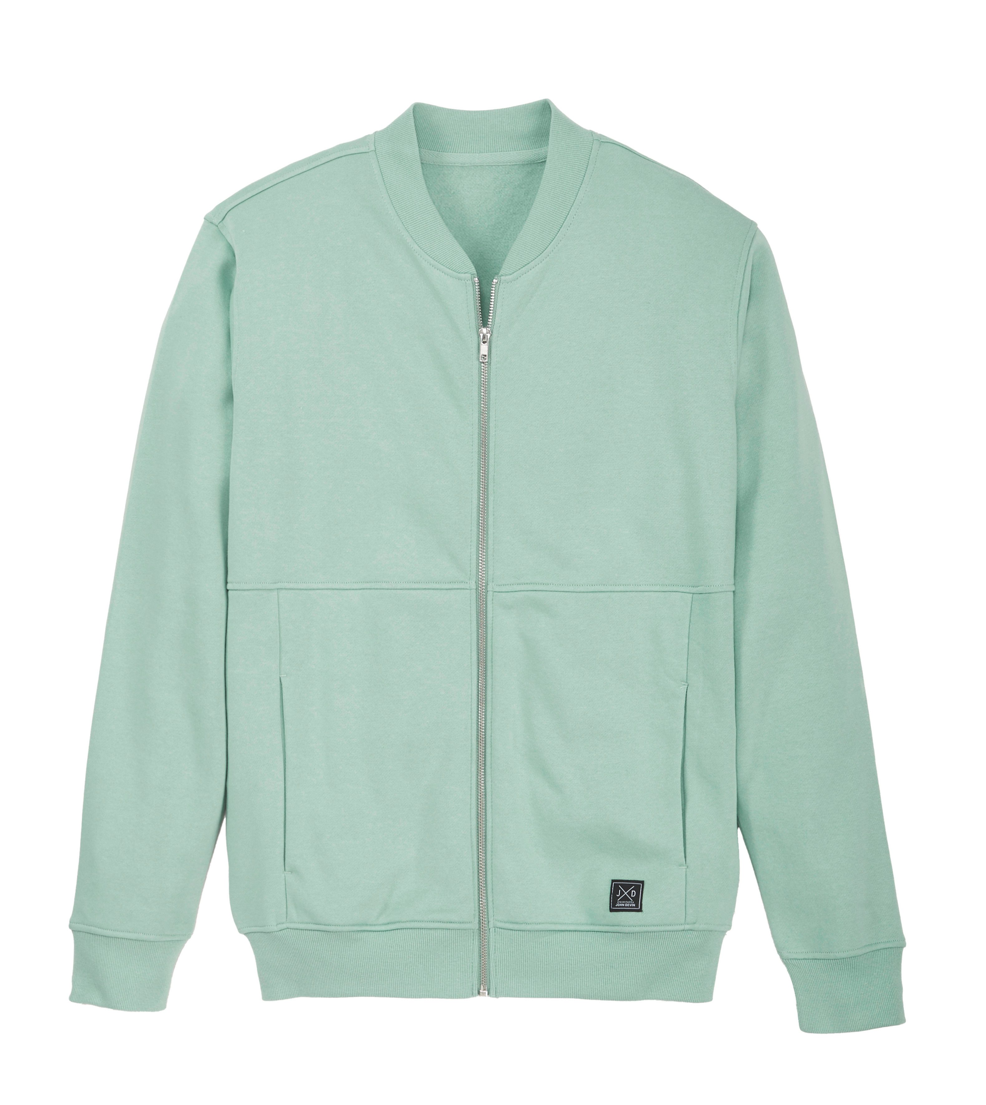 John Devin Sweatjacke mit modischer Teilungsnaht Langarm, Sweatjacke mit Reißverschluss und Rundhals, Baumwollmischung