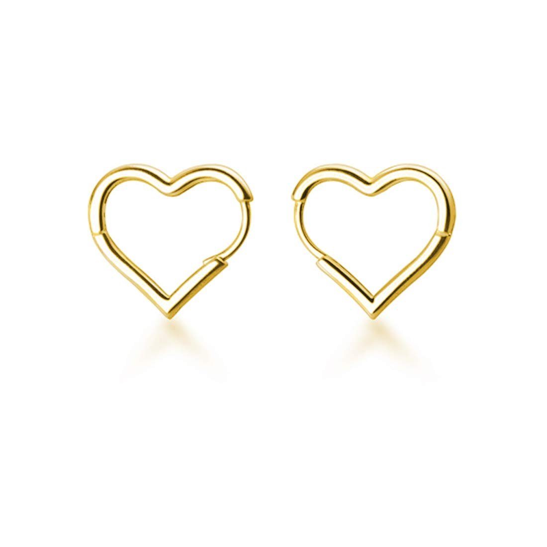 POCHUMIDUU Paar Ohrhänger 925 Sterling Silber Damen Herz Ohrringe (2-tlg), für Frauen Teenager Mädchen Süßer Liebes-Herz-Ohrring-Tropfen GOLD