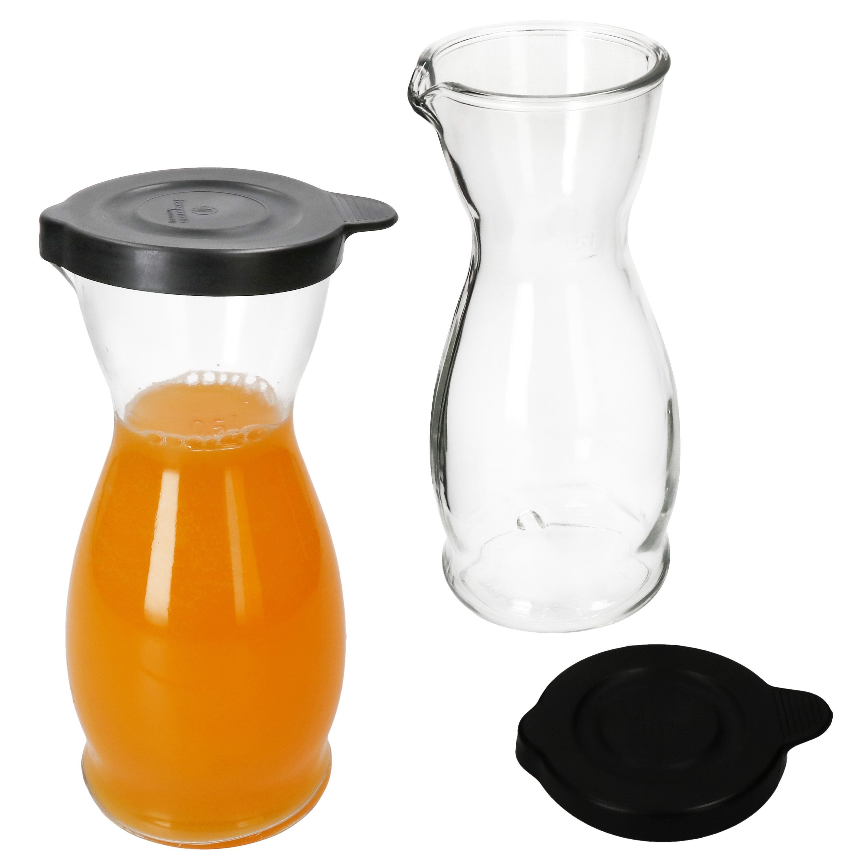 Karaffe 2x MIA MISURA Wein-Karaffe mit Deckel schwarz 0,5L geeicht Glas-Krug