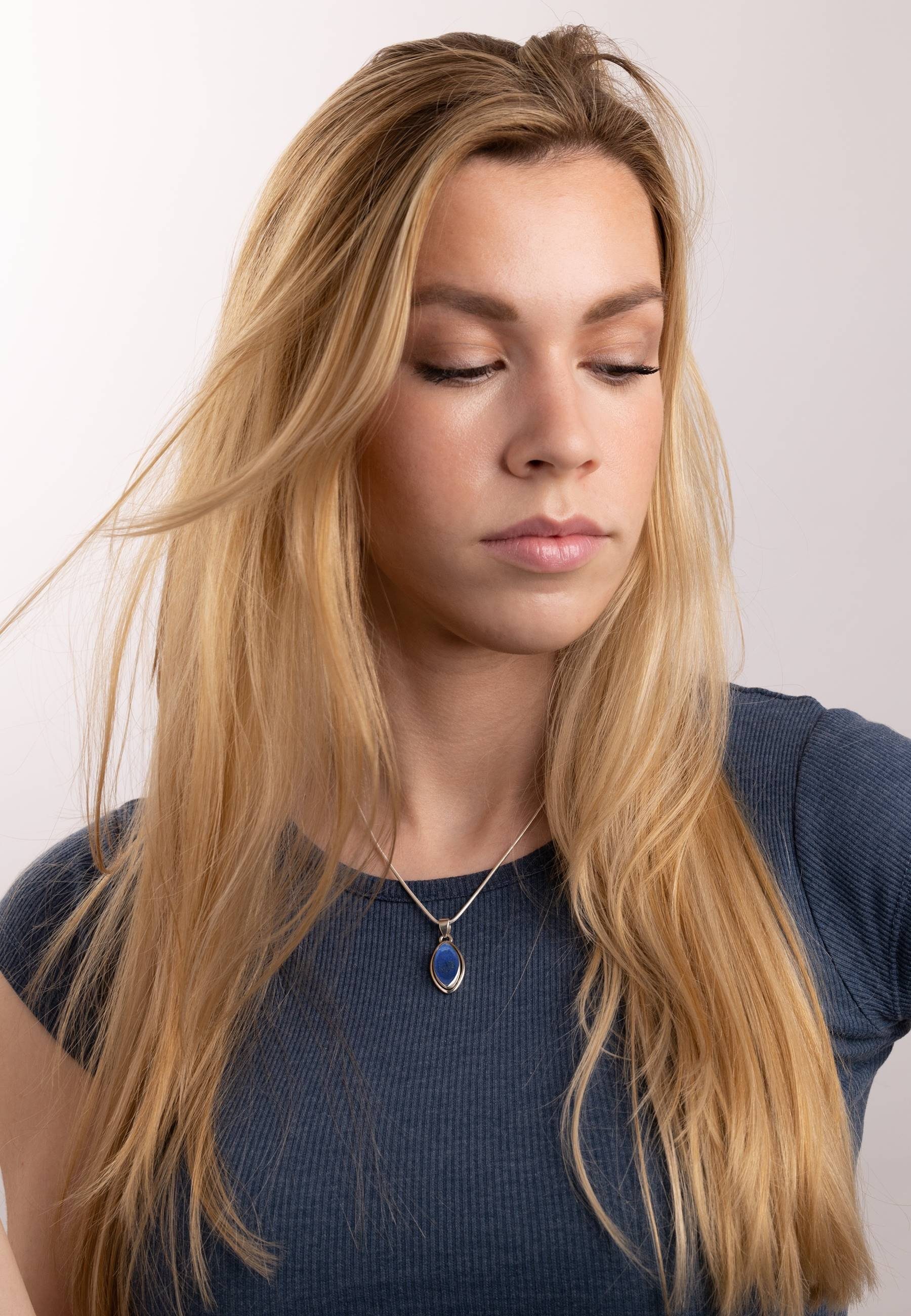 SilbermitLapis mit Lazuli Kette Anhänger mantraroma 925er