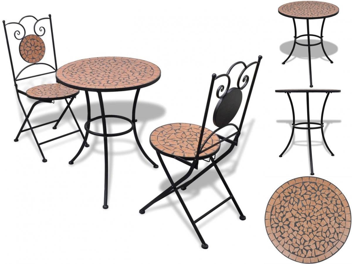 3-tlg Bistro-Set Keramik vidaXL Terrakotta Set Garten-Essgruppe Sitzgruppe