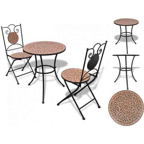 vidaXL Garten-Essgruppe 3-tlg Bistro-Set Keramik Terrakotta Sitzgruppe Set