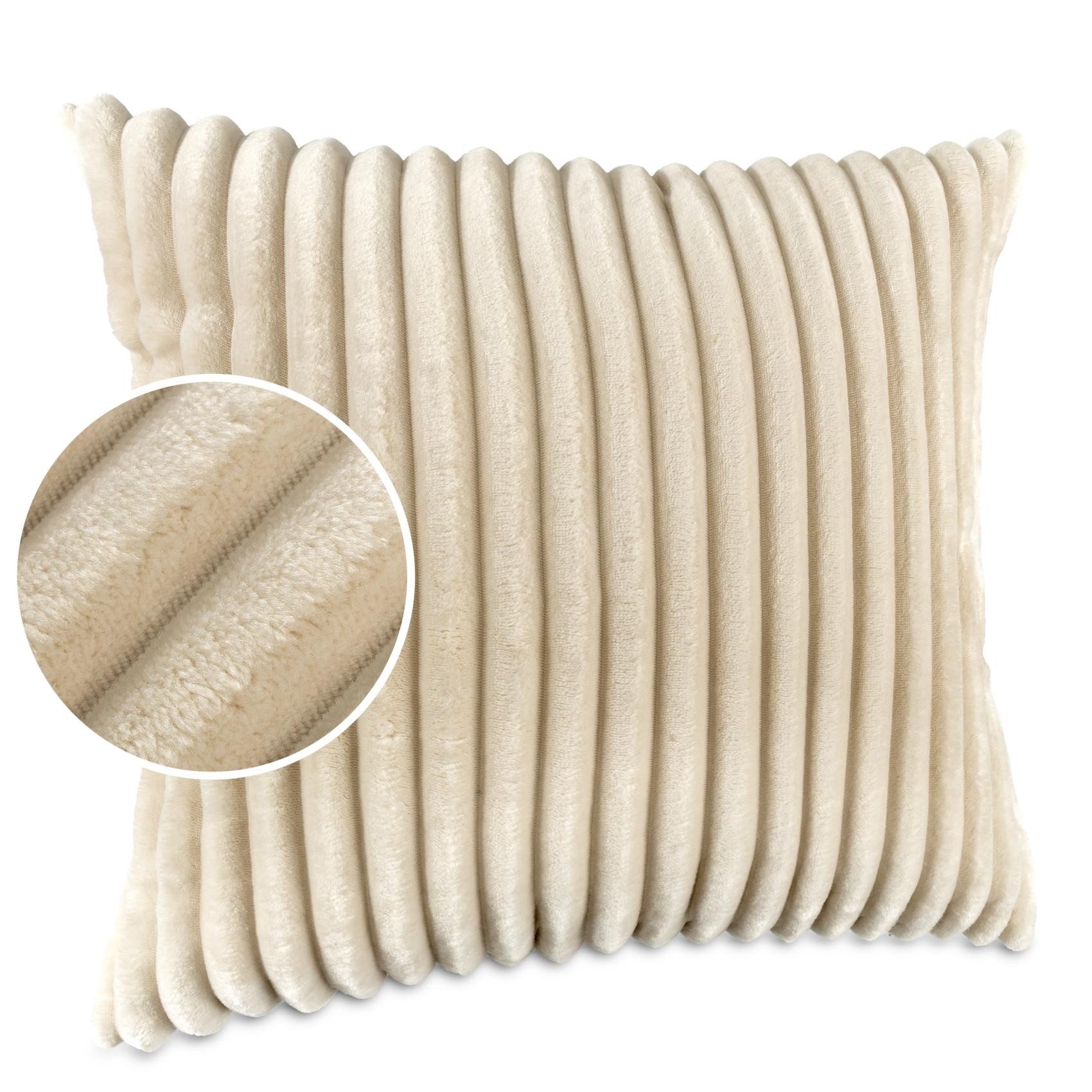 Kisska Dekokissen LILLI BIG CORD Velour Ambiente dekorieren, Kissenüberzug ohne Füllung BIG-Cord UNI 40x40cm Einfarbig Creme