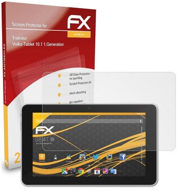 atFoliX Schutzfolie für Trekstor Volks-Tablet 10.1 1.Generation, (2 Folien), Entspiegelnd und stoßdämpfend