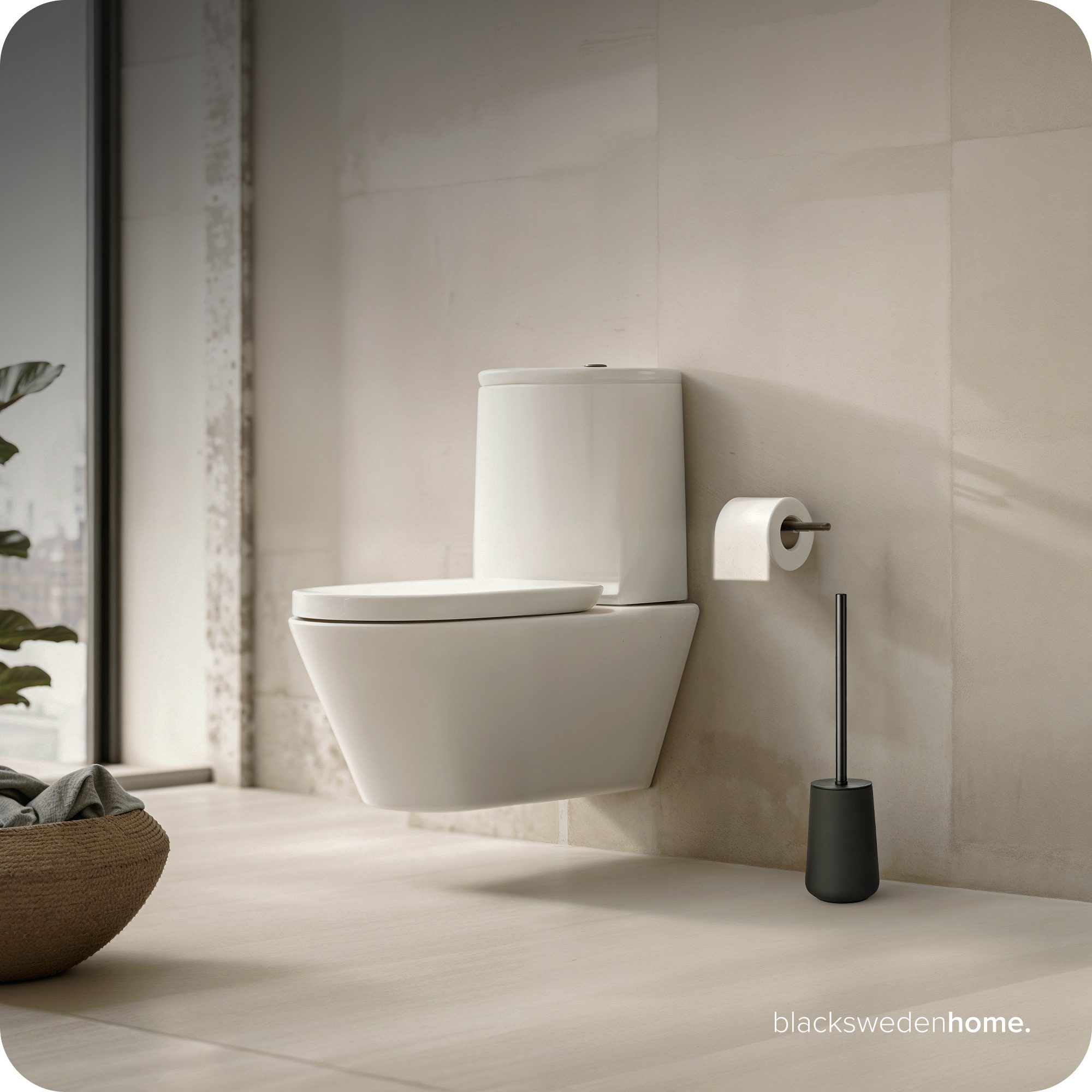 blackswedenhome. WC-Garnitur Toilettenbürsten Set aus Keramik mit Silikon-Toilettenbürste, (13L x 9B x 27H cm), Keramik, Soft Touch Oberfläche