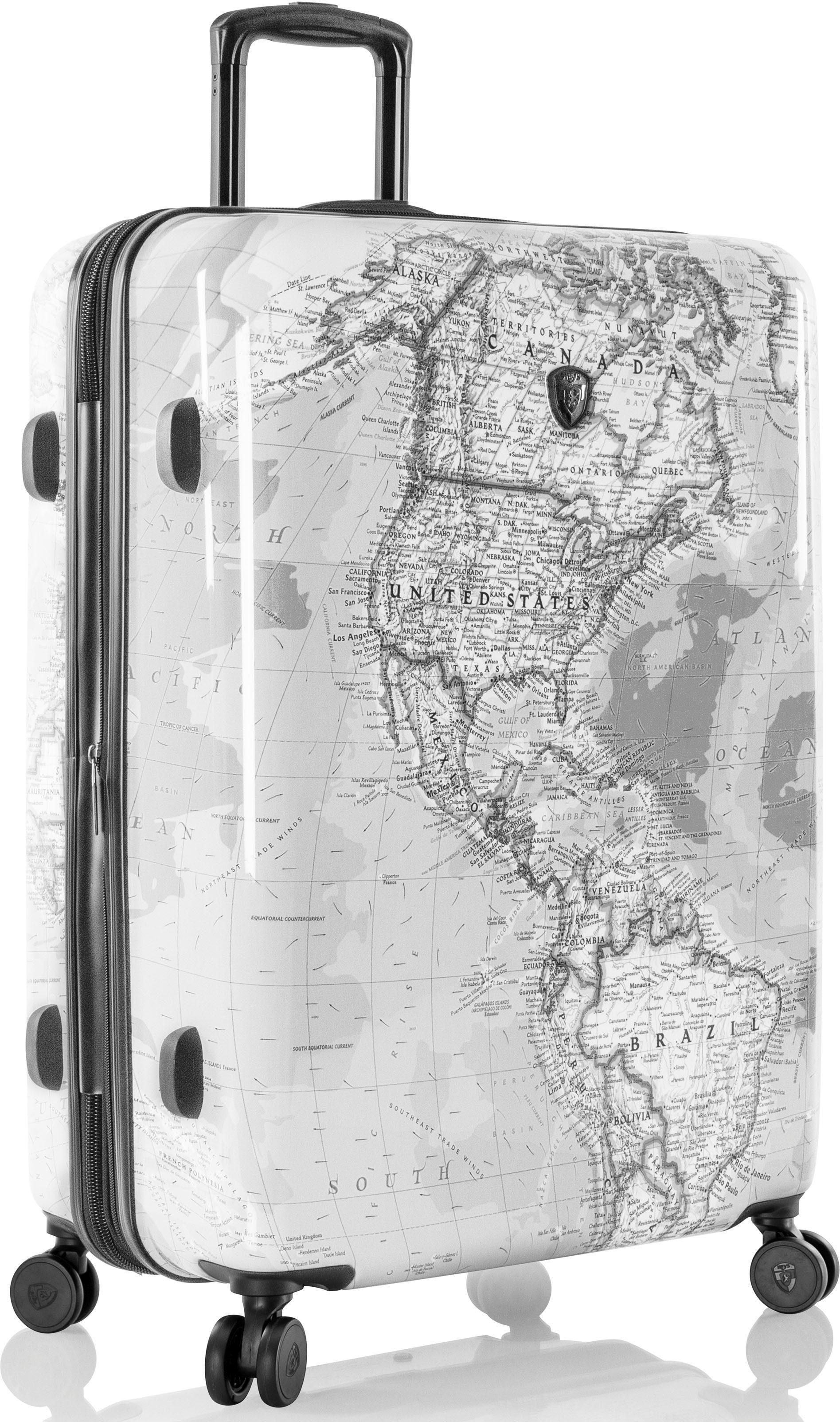 Heys Hartschalen-Trolley Journey 3G schwarz/weiß, 76 cm, 4 Rollen, Hartschalen-Koffer Koffer groß TSA Schloss Volumenerweiterung