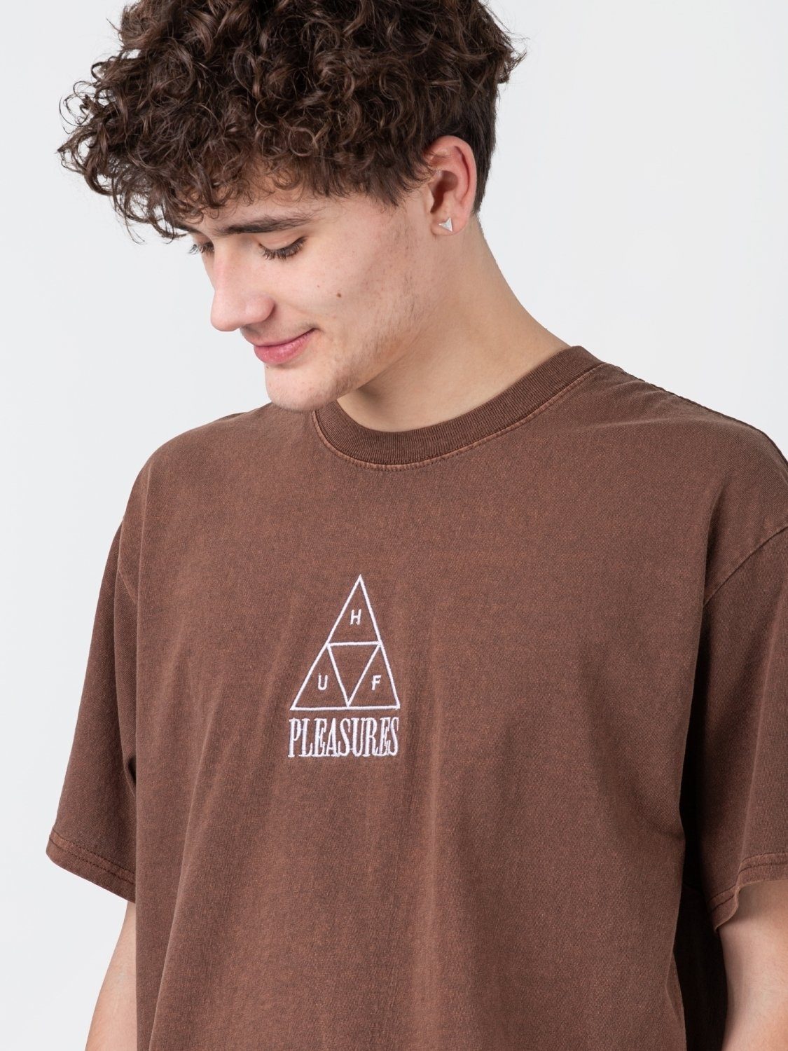 Tee HUF HUF x Short T-Shirt Pleasures Brown Sleeve Dyed