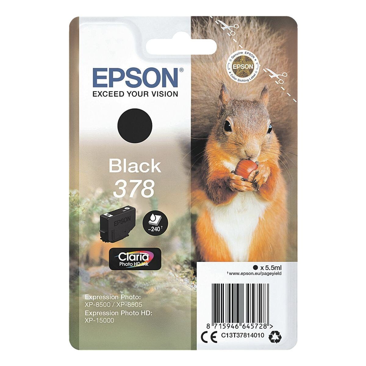 Epson T378140 Tintenpatrone (Original Druckerpatrone, schwarz)