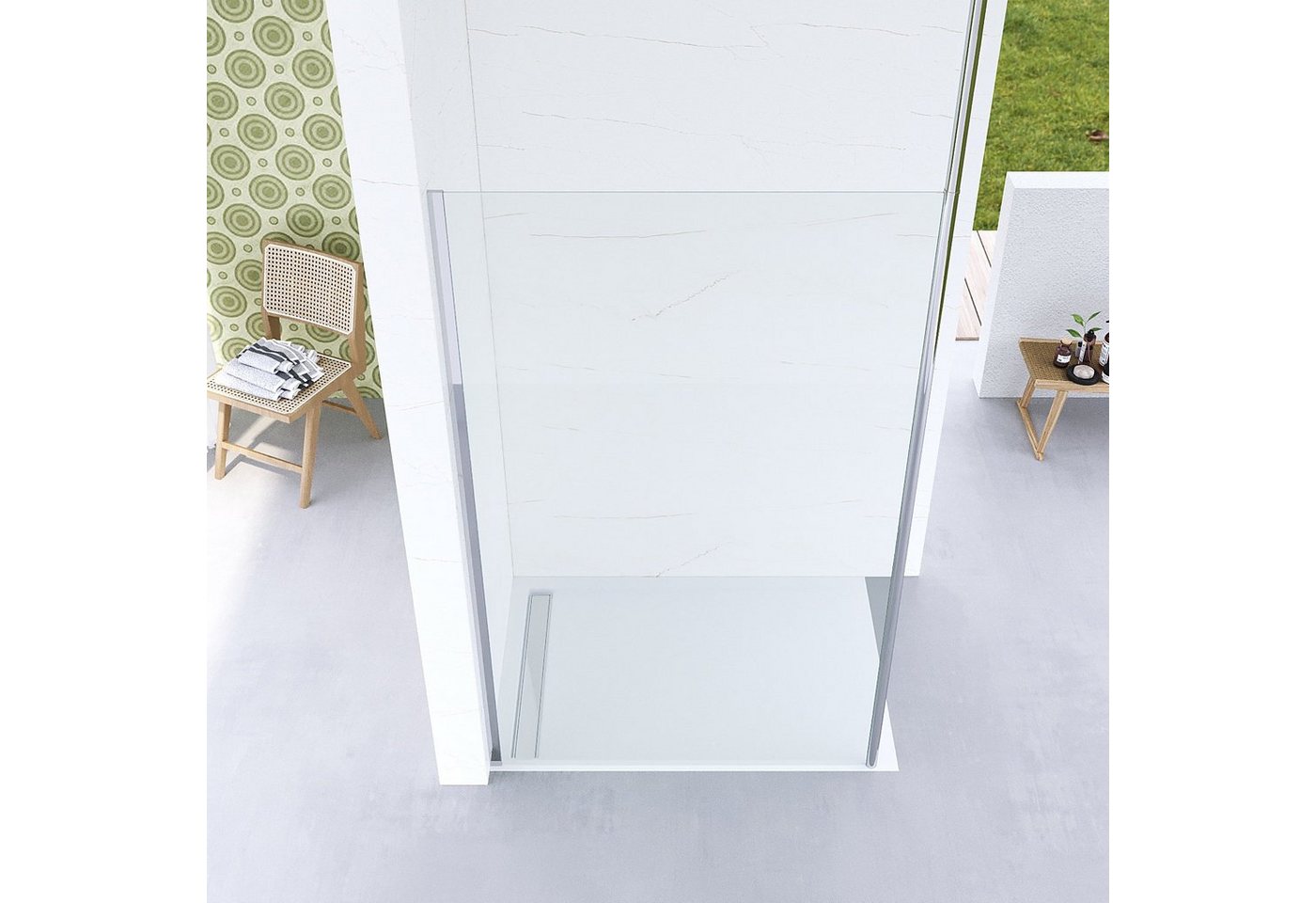 Thumbnail - AQUABATOS Walk-in-Dusche Walk in Dusche 80 90 100 110 120 cm Duschabtrennung, 8 mm Klarglas Sicherheitsglas mit Nano Bes...
