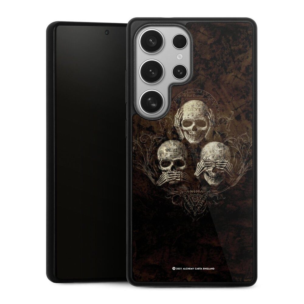 DeinDesign Handyhülle Totenköpfe Art Gothic No Evil, Samsung Galaxy S25 Ultra Gallery Case Glas Hülle