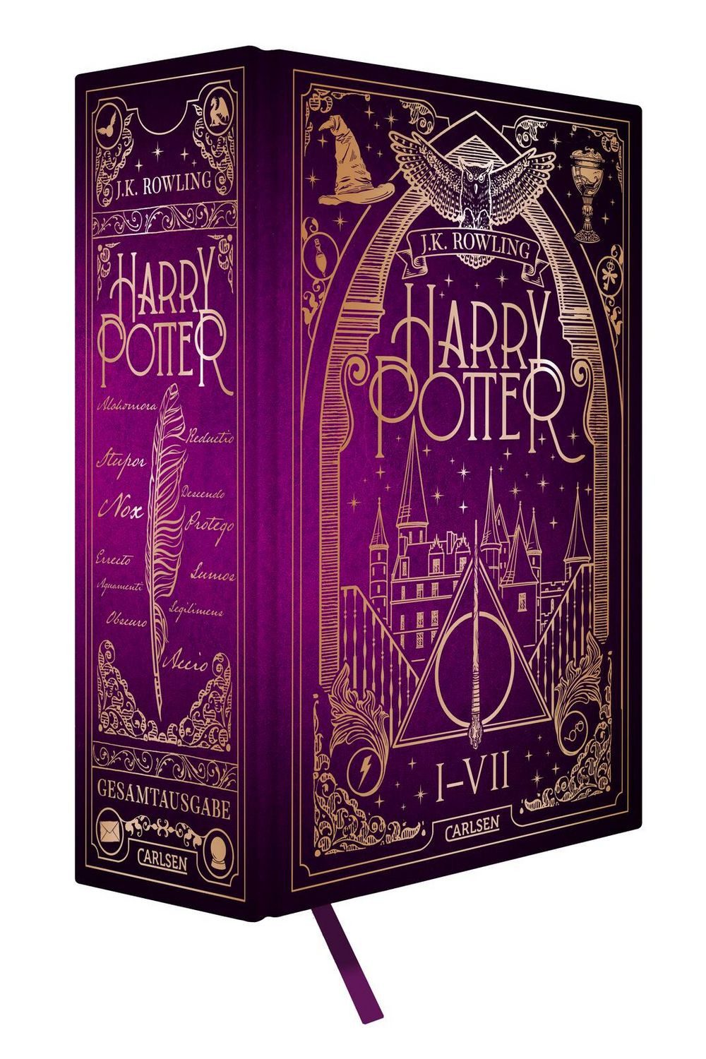 Harry Potter - Gesamtausgabe (Harry Potter) / J. K. Rowling, Ungekürzter Sammelband mit allen 7 Büchern des modernen Kinderbuch-Klassikers - mit Bronzeprägung und Lesebändchen