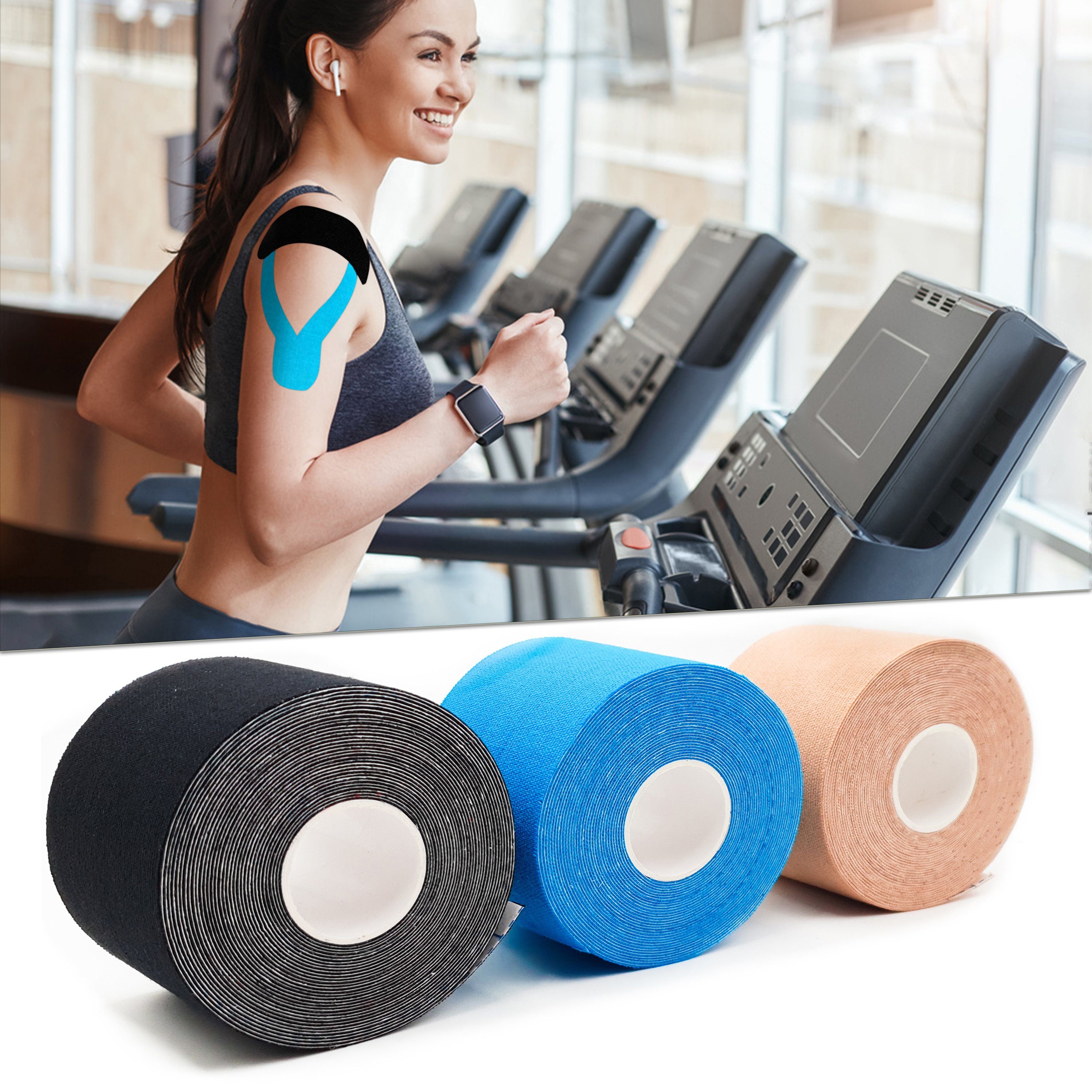 Axion Kinesiologie-Tape Kinesio-Tapes - Wasserfeste Tapes in blau, beige, schwarz (Set, 3-St) Physiotape, Sporttape Bandage, für Ihre Physiotherapie