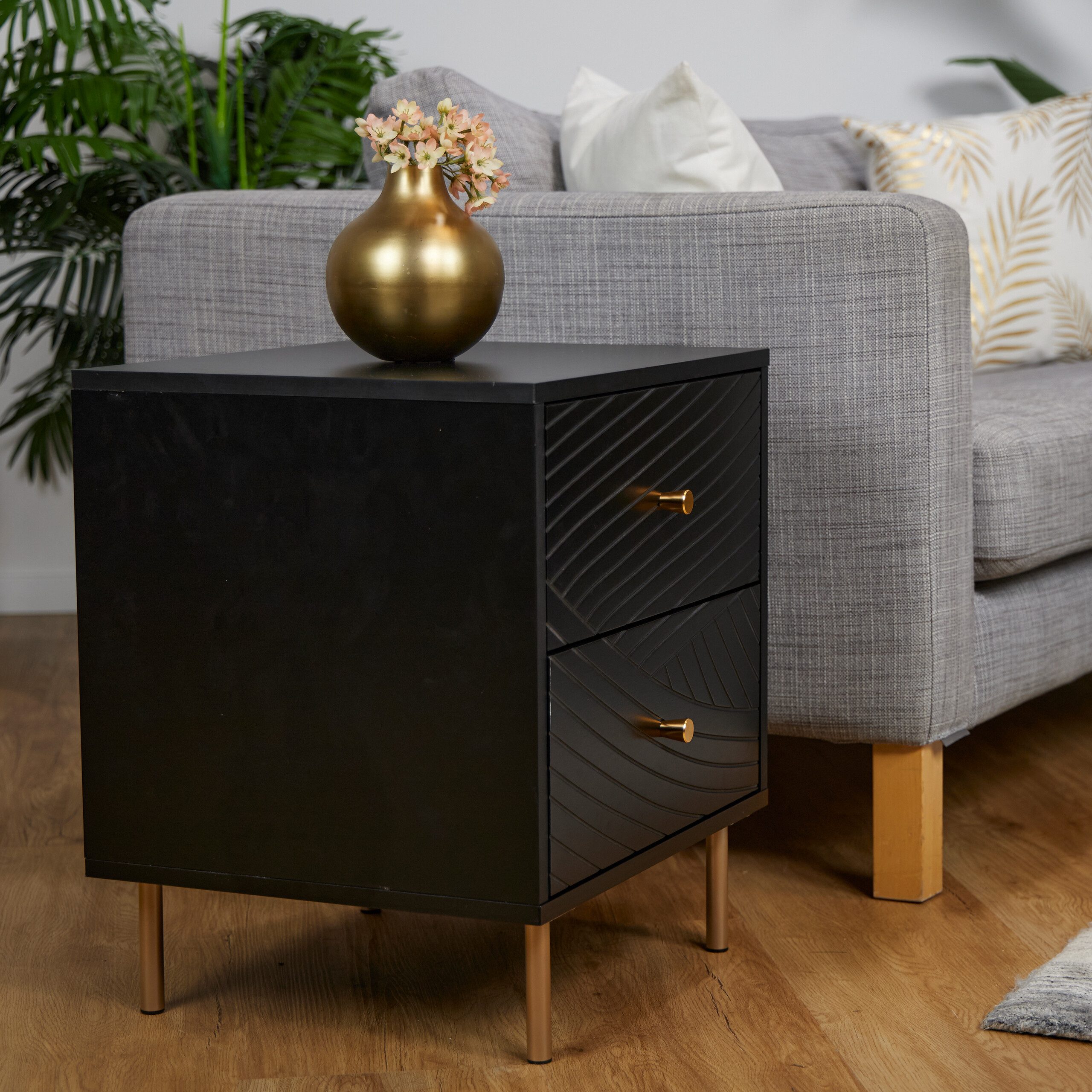 relaxdays Nachttisch mit 2 Schublade, 1er Pack