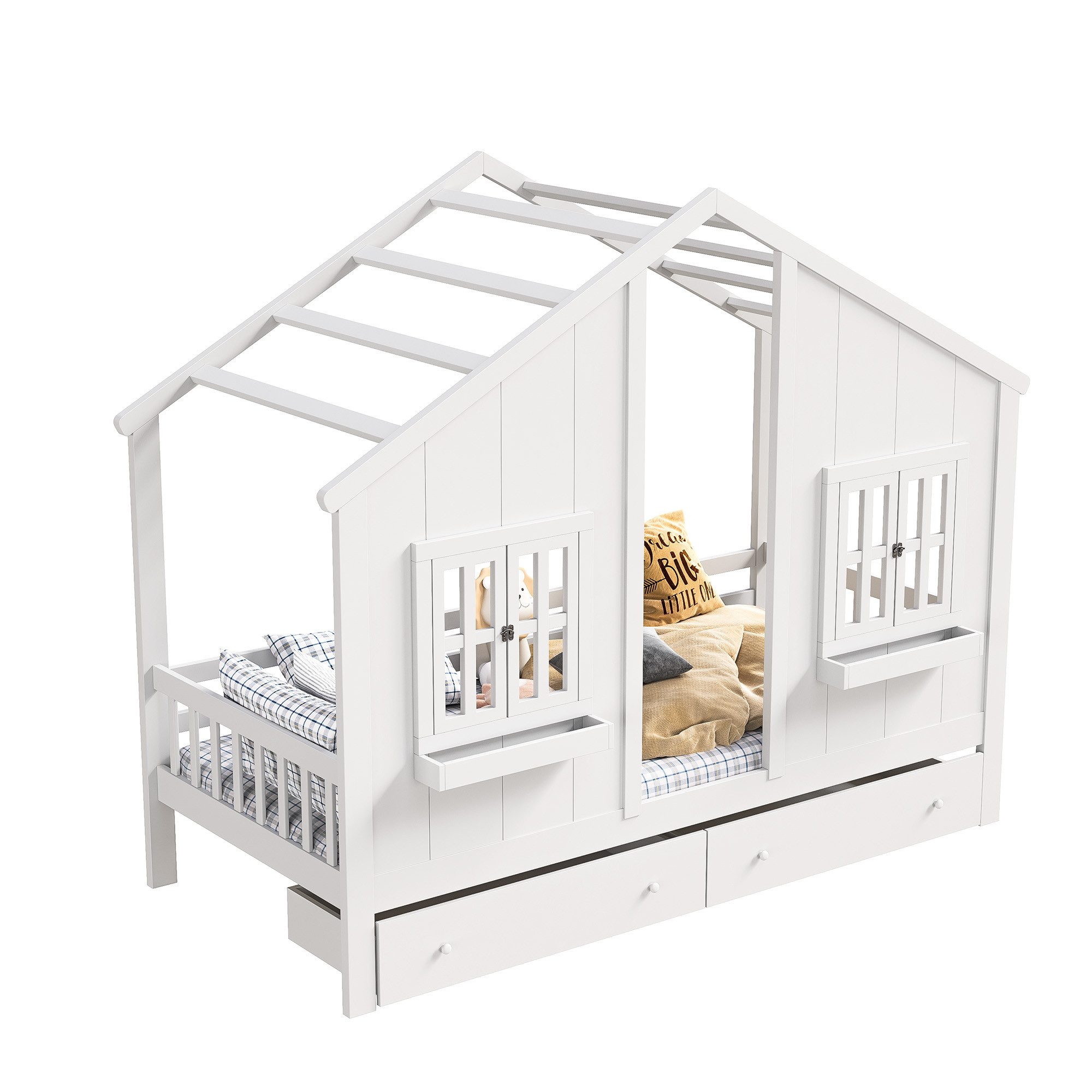 FUROKOY Hausbett Einzelbett Kinderbett 90x200 cm günstig online kaufen