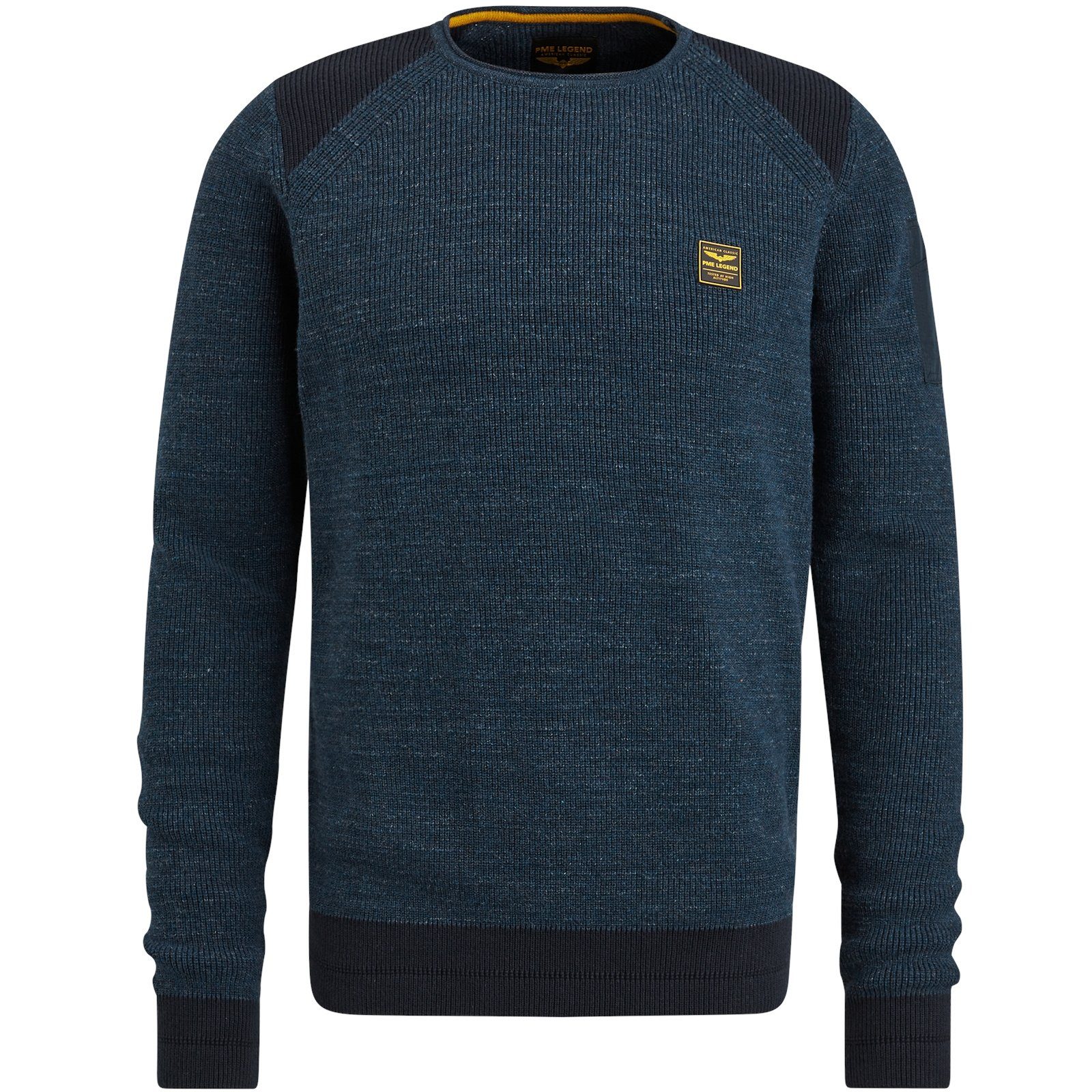 PME LEGEND Strickpullover R-neck cotton rib melee knit