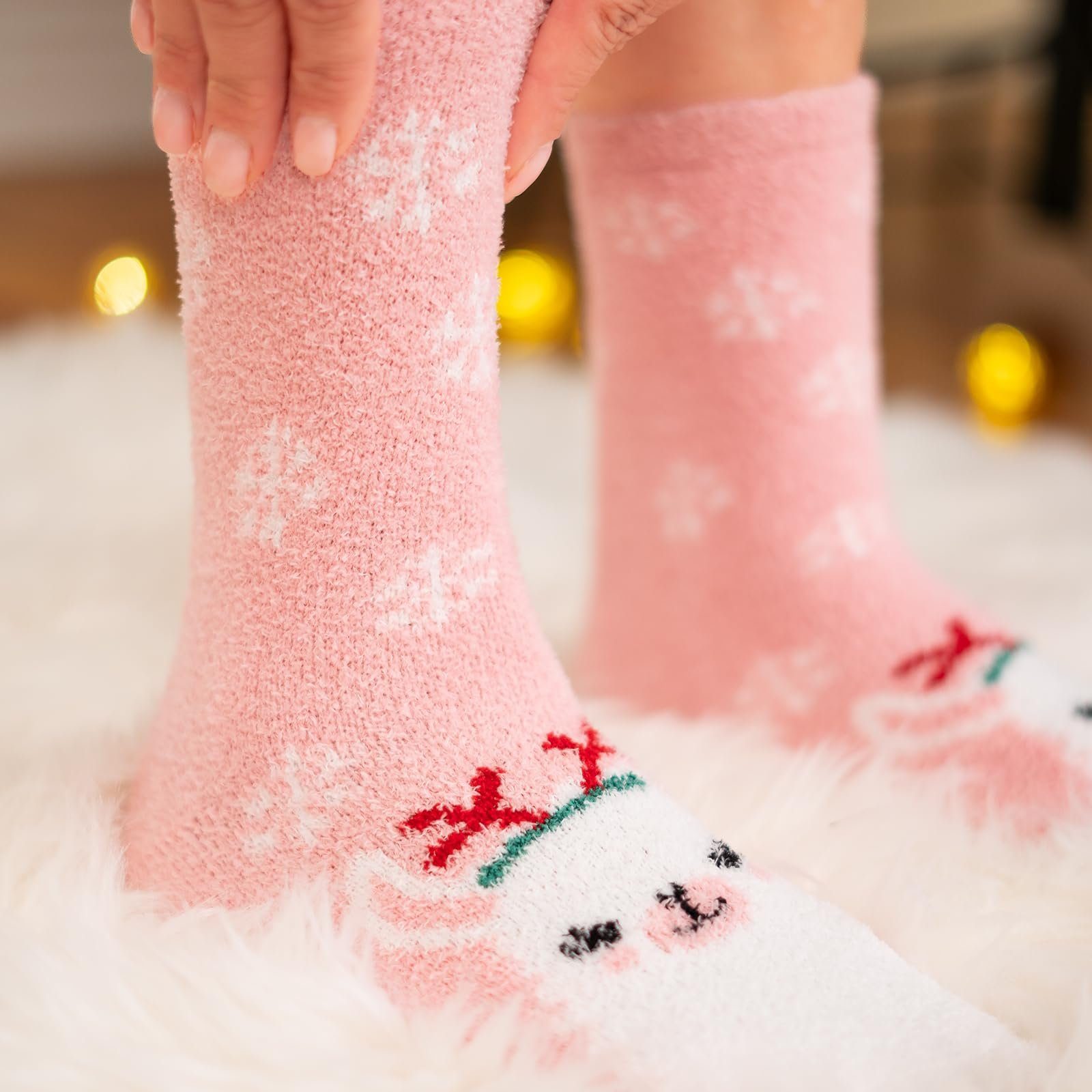 Lama Bunte Weihnachtssocken Frauen Soxo socken Paar) Für (1 Weihnachten Socken Chenille Socken Warme