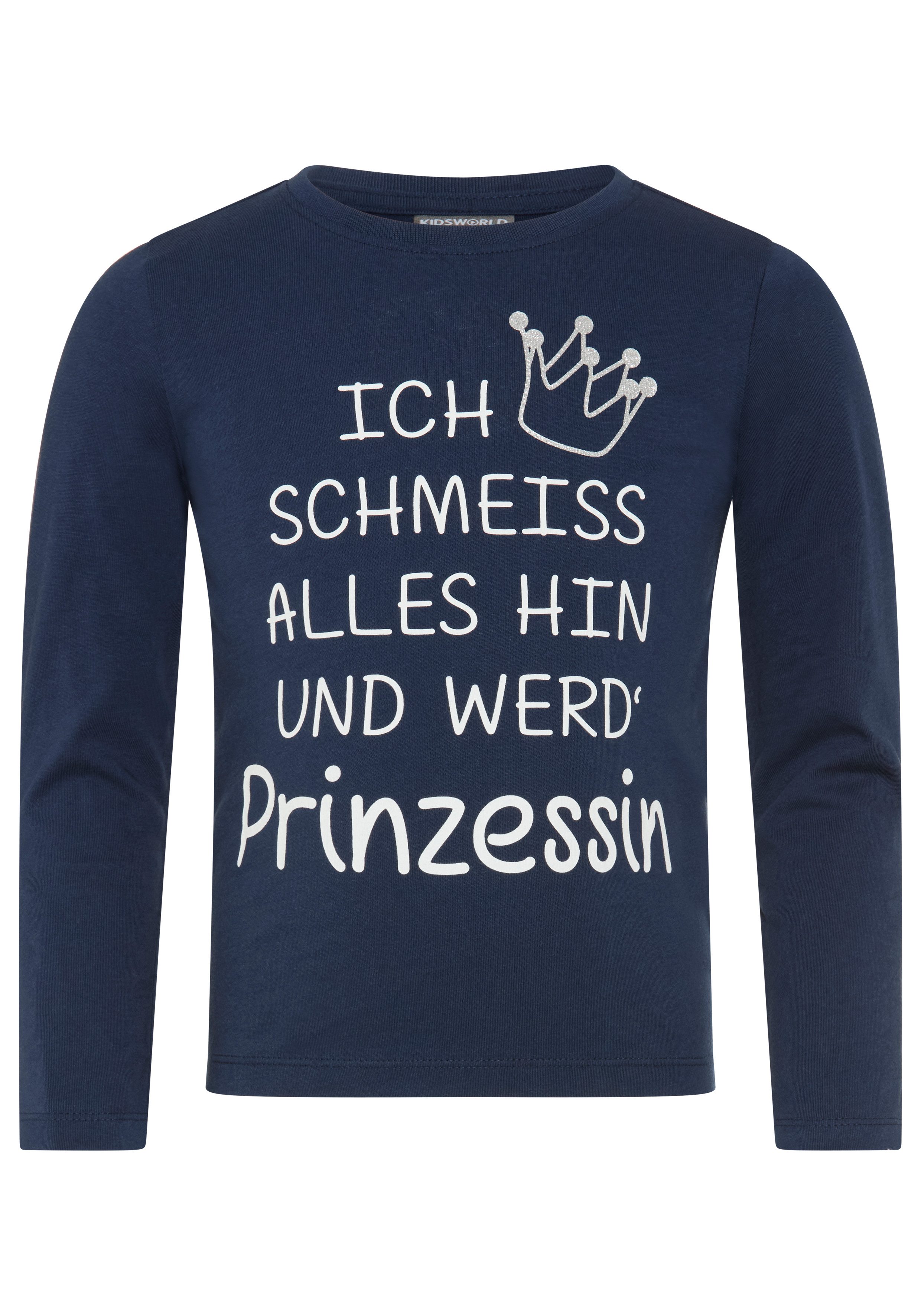 KIDSWORLD Langarmshirt Ich schmeiss alles hin und werd´ Prinzessin Sprücheshirt, langärmlig, Basic-Passform, mit Glitzerdruck – Bild 5 von 5