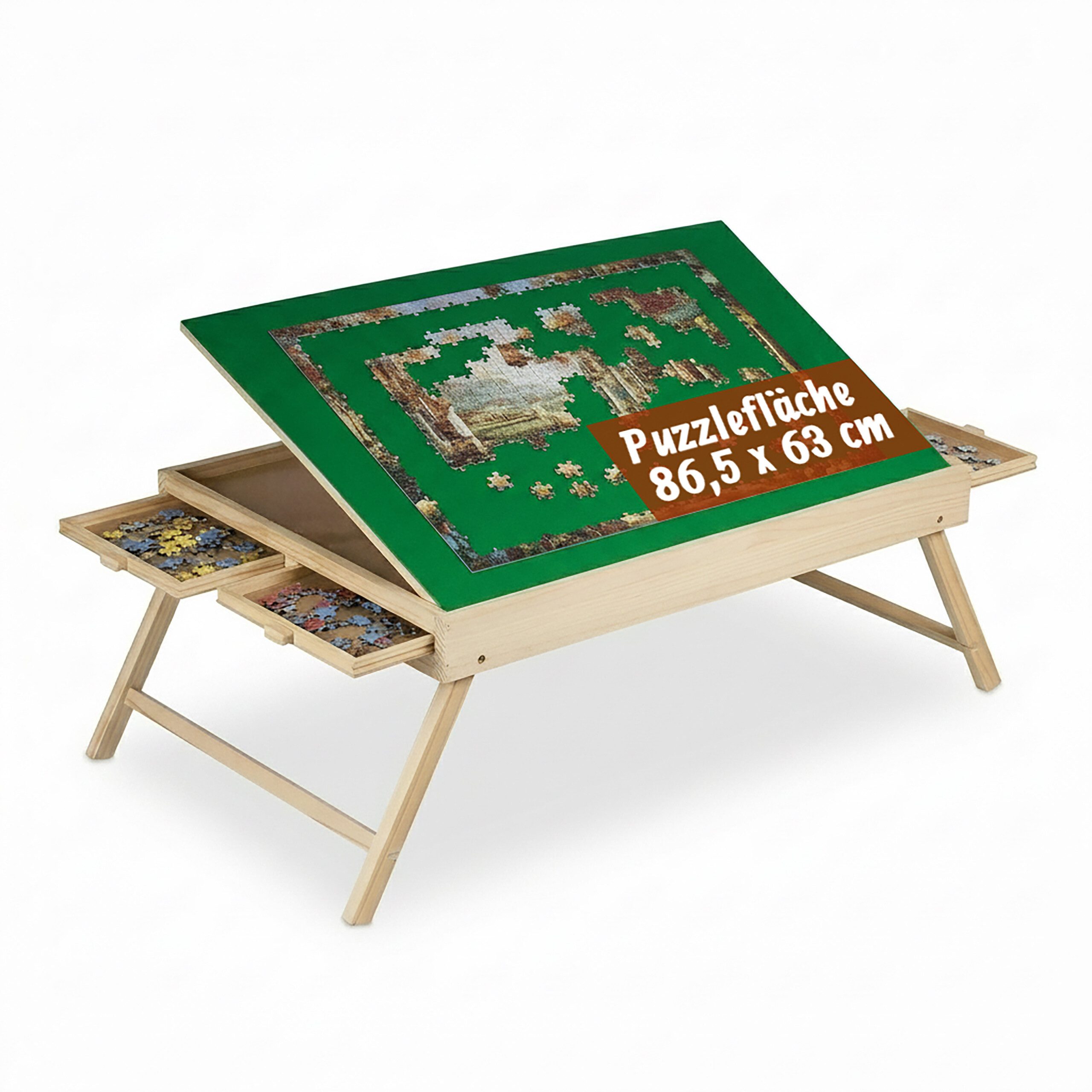 relaxdays Puzzleunterlage Puzzletisch mit 4 Schubladen, (1-tlg)
