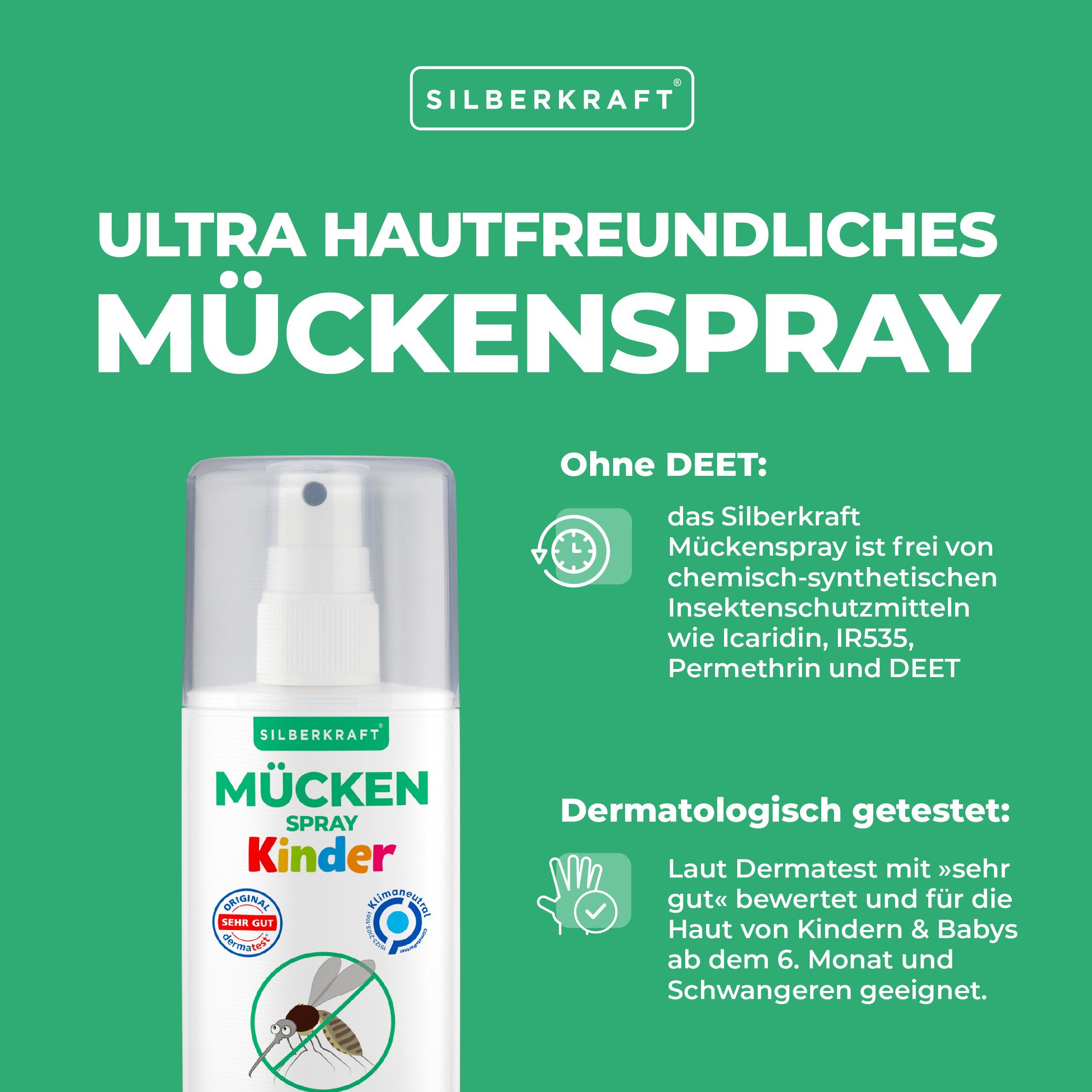 ab Mückenspray Babys Silberkraft 6ten dem 1-St. Insektenspray 100 ml, für Kinder & Monat,