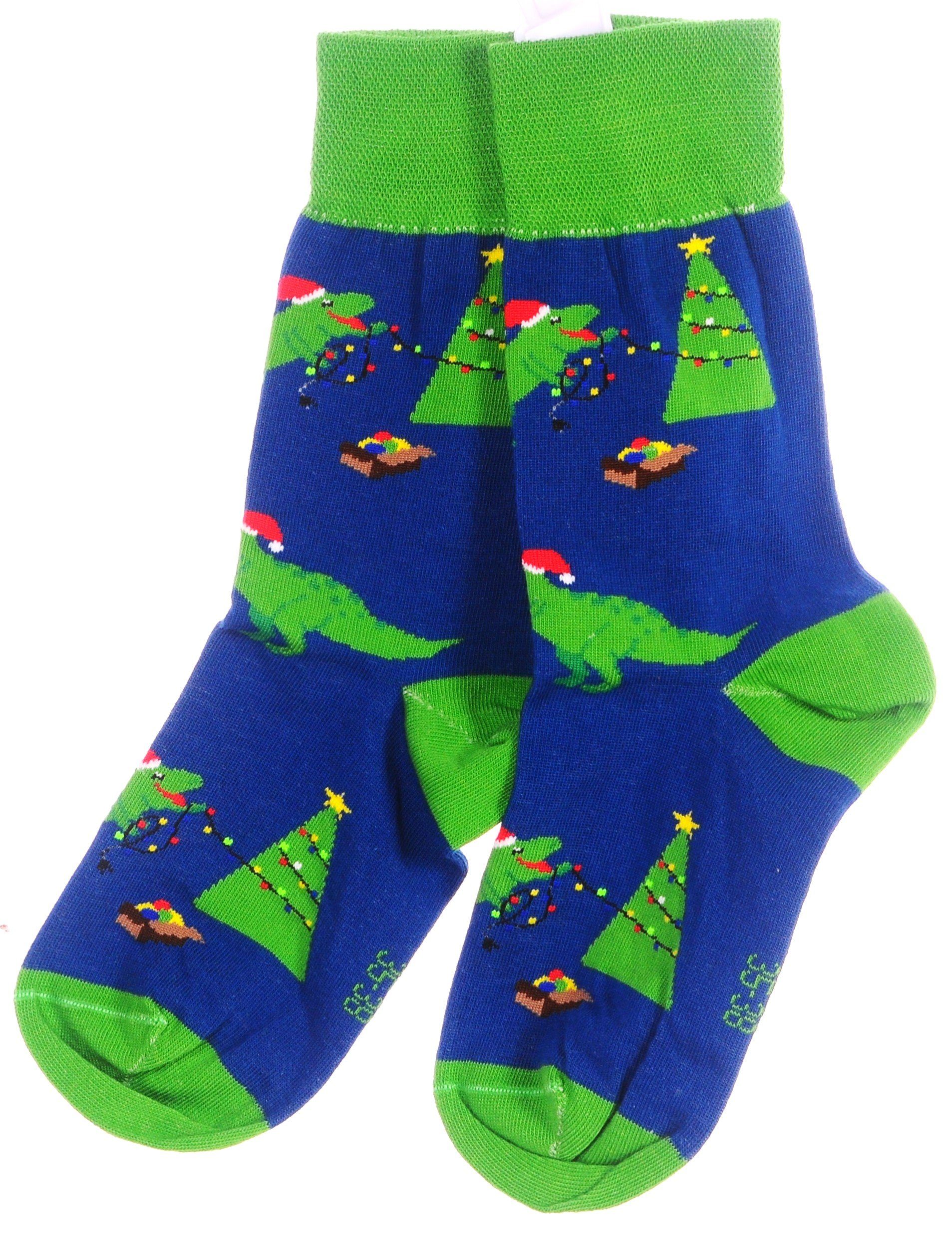 Martinex Socken 1 Paar Socken Strümpfe 27 31 35 38 39 42 43 46 Weihnachtssocken mit Drachen Muster und Tannenbaum